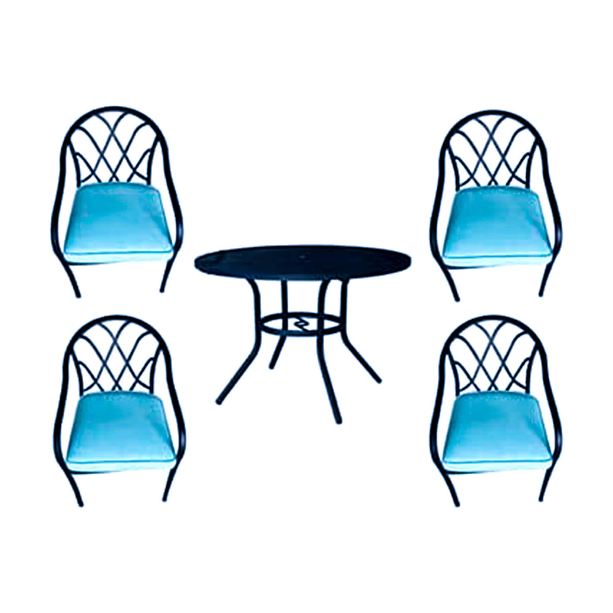 Four Seasons Courtyard  Clearwater 5 Piece Stacking Chairs Patio Dining Set Teal
