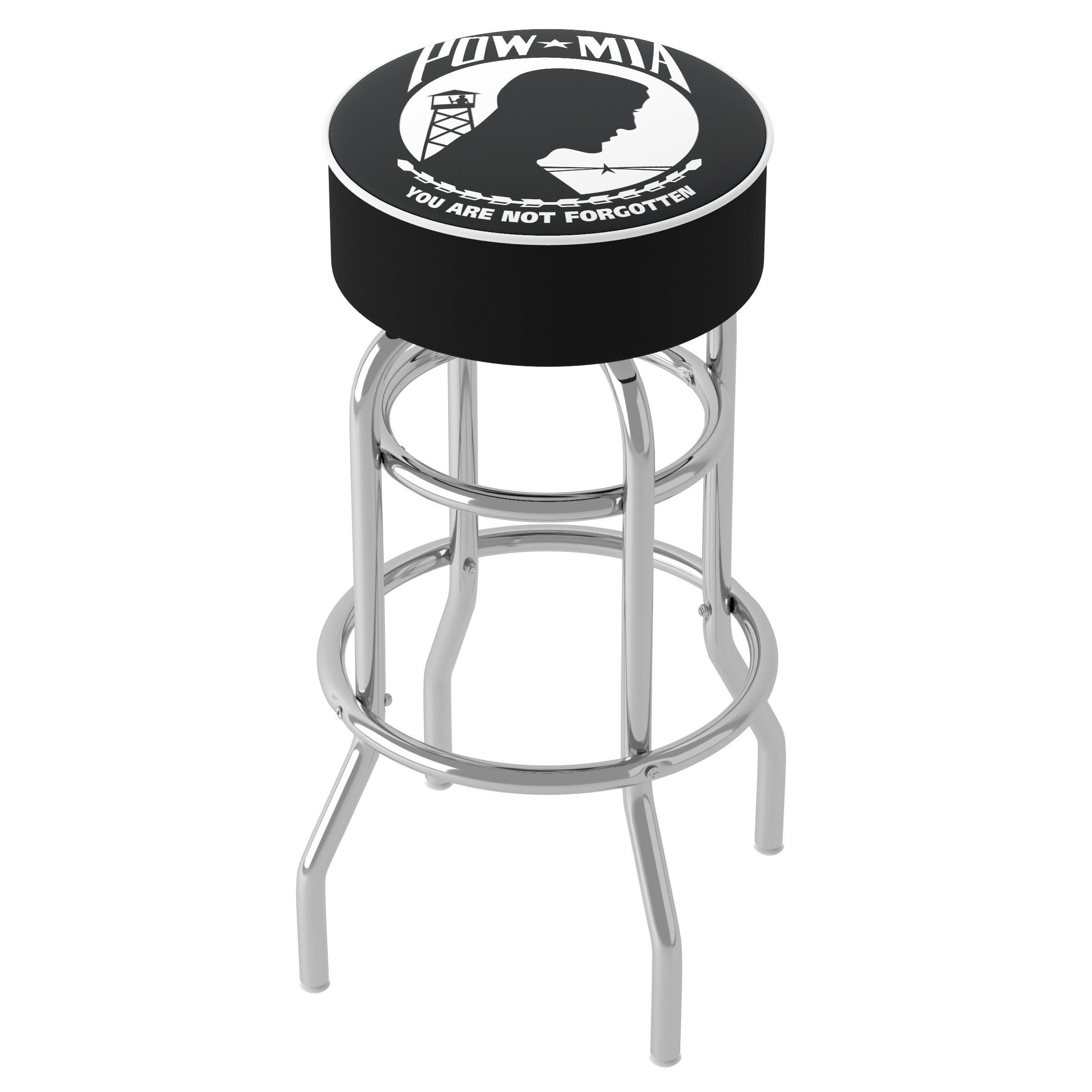 Adjustable Swivel Backless Bar Stool in Black Acrylic & Metal