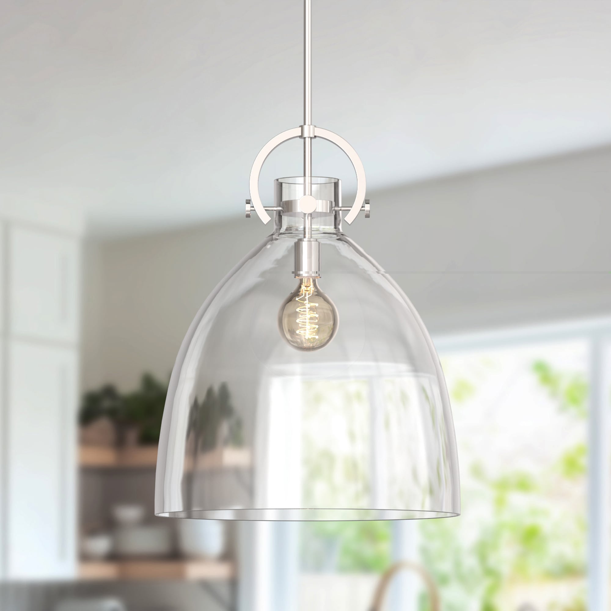 YANSUN LA-ZY-CX19903ANK-11 1 -Light Nickel Modern/contemporary Clear glass Cone Mini Hanging Pendant light