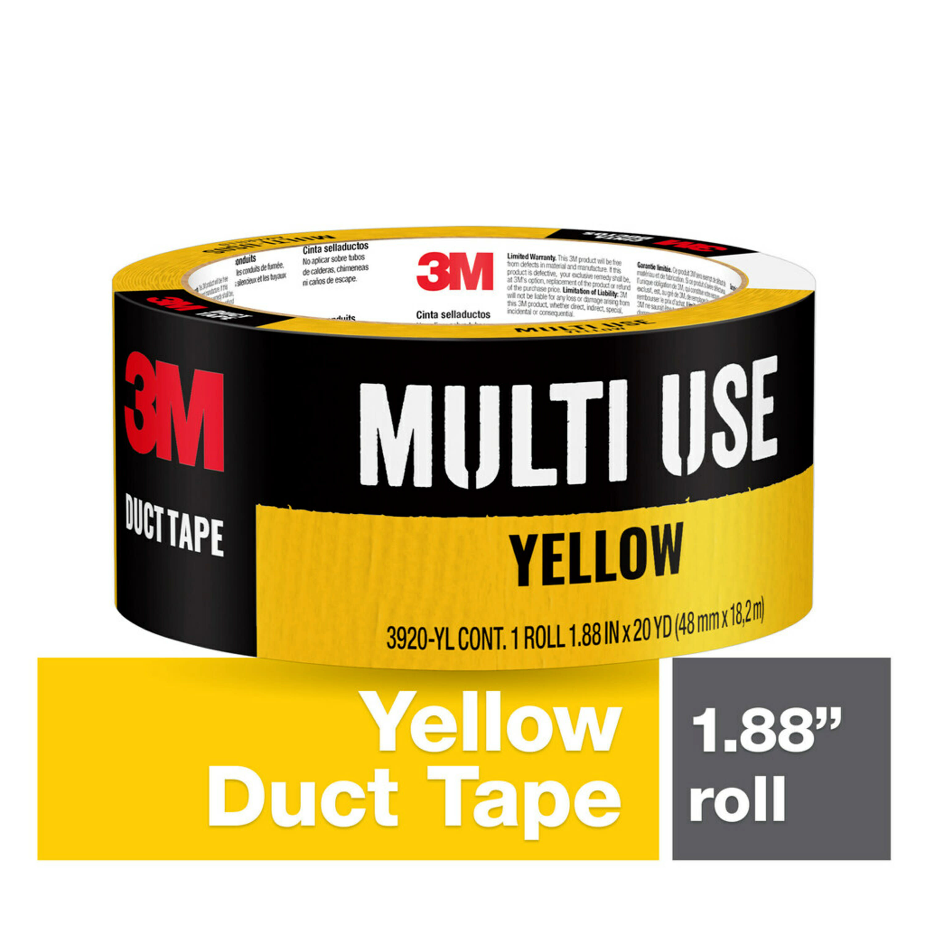 3M Yellow Rubberized Duct Tape 1.88-in x 20 Yard(S) in the Duct Tape  department at