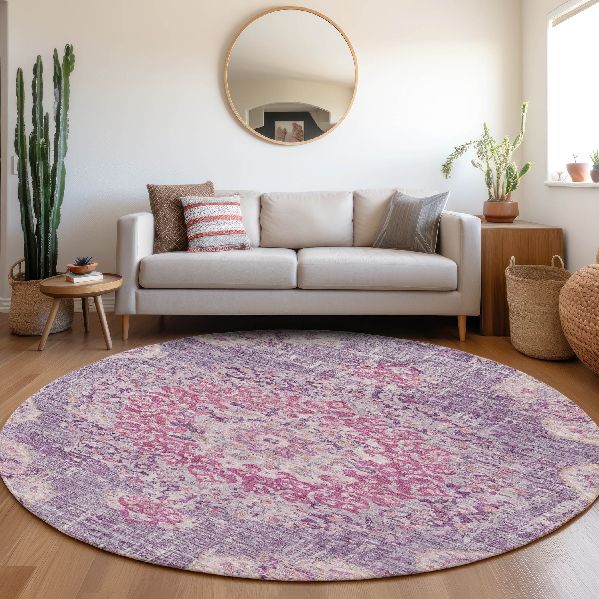 Addison Rugs ACN1236PP8RO Chantille ACN1236PP 8 x 8 (ft) Polyester Purple Round Indoor/Outdoor Geometric Machine washable Area rug