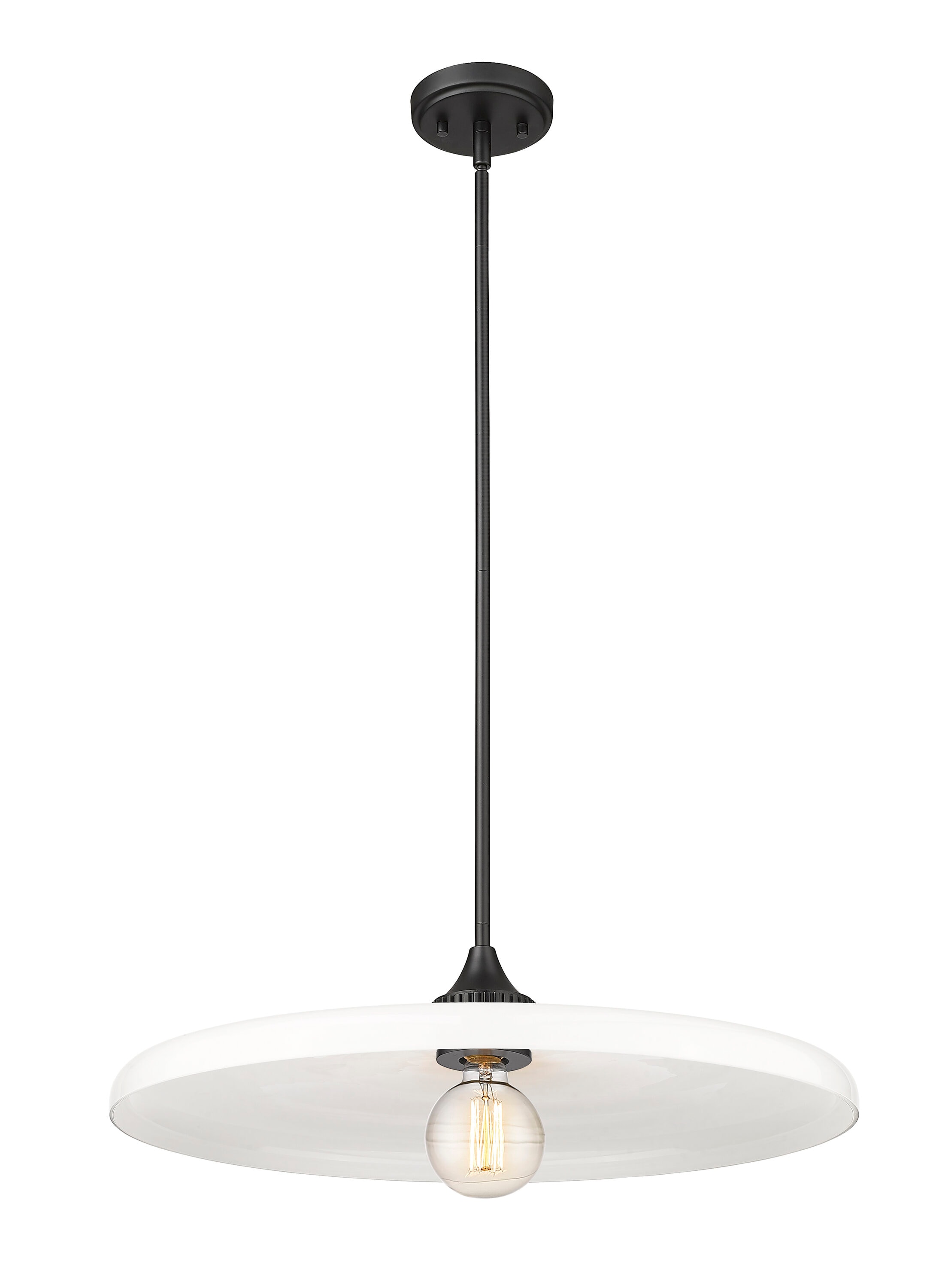 Matte Black and Opal Glass 24'' Pendant Light