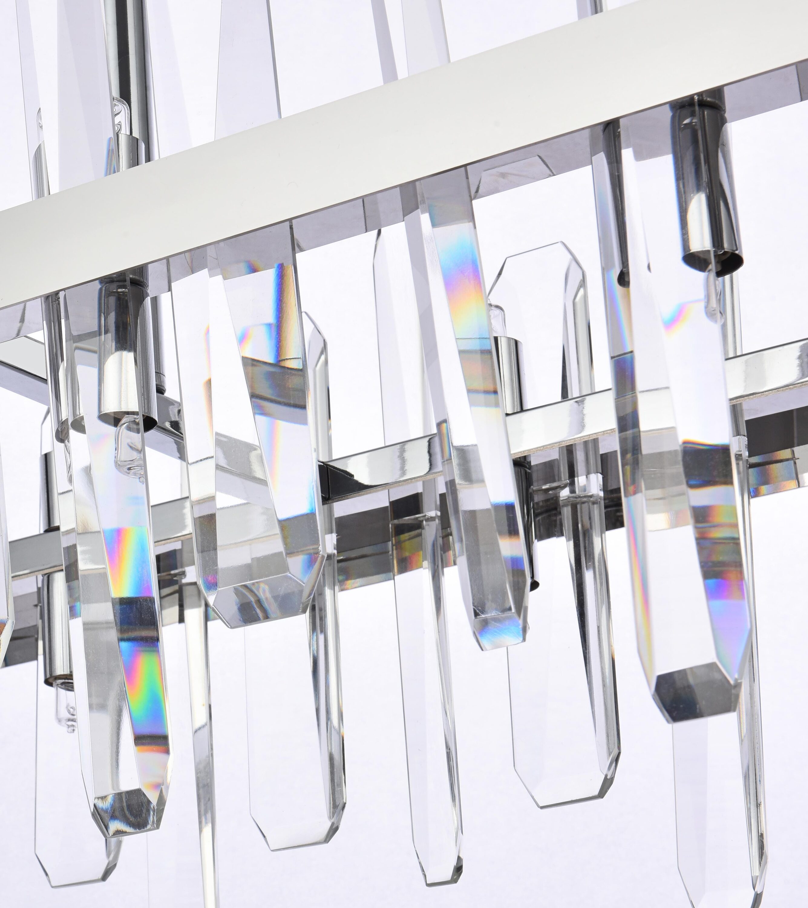 Serena Chrome and Crystal 24-Light Rectangular Chandelier