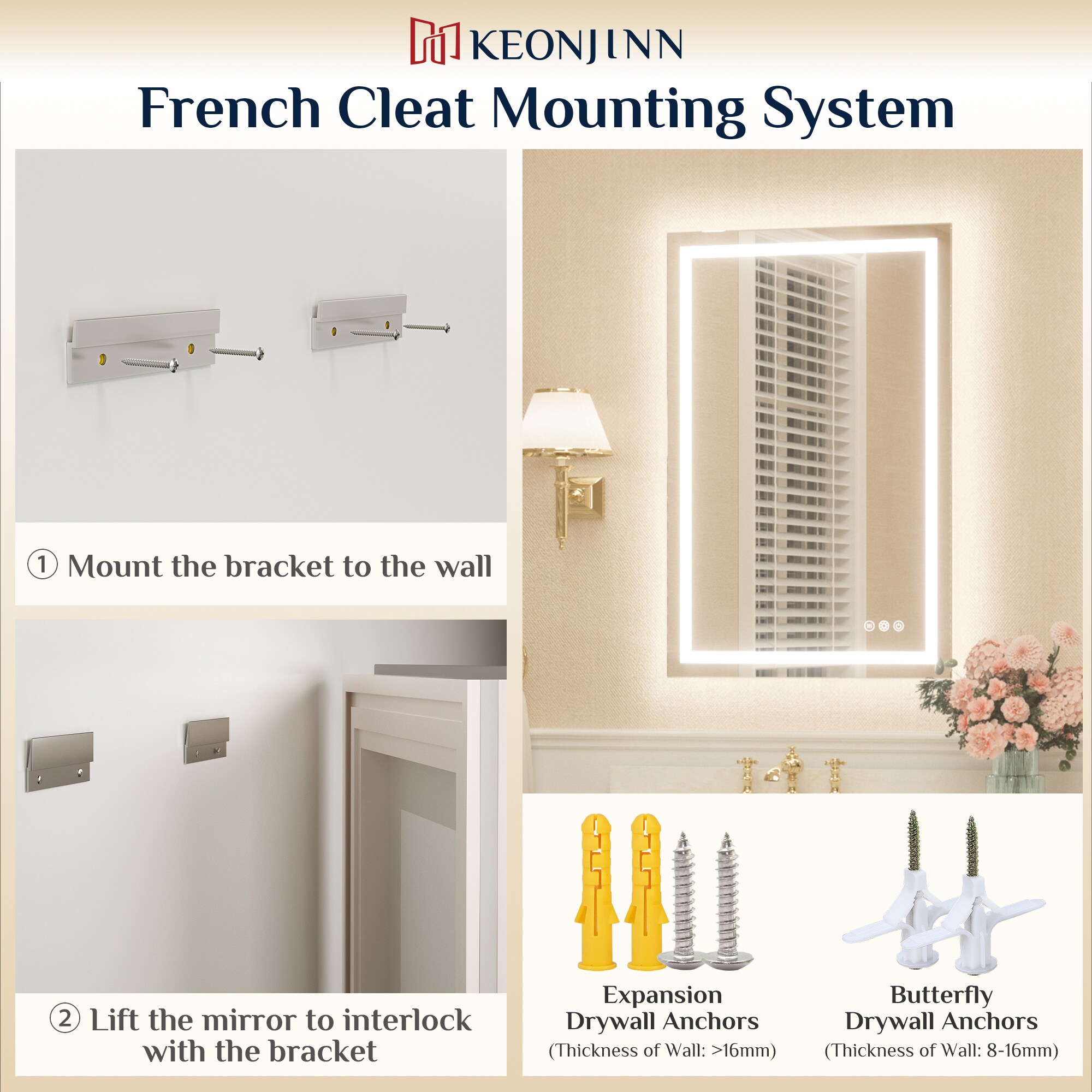 Modern Rectangular Frameless LED Bathroom Vanity Mirror