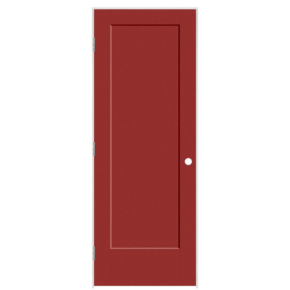 Masonite 895907 30-in x 80-in Barn Red Solid core 1-panel Right hand Smooth Prefinished Molded composite Flat Jamb Single Prehung Interior Door