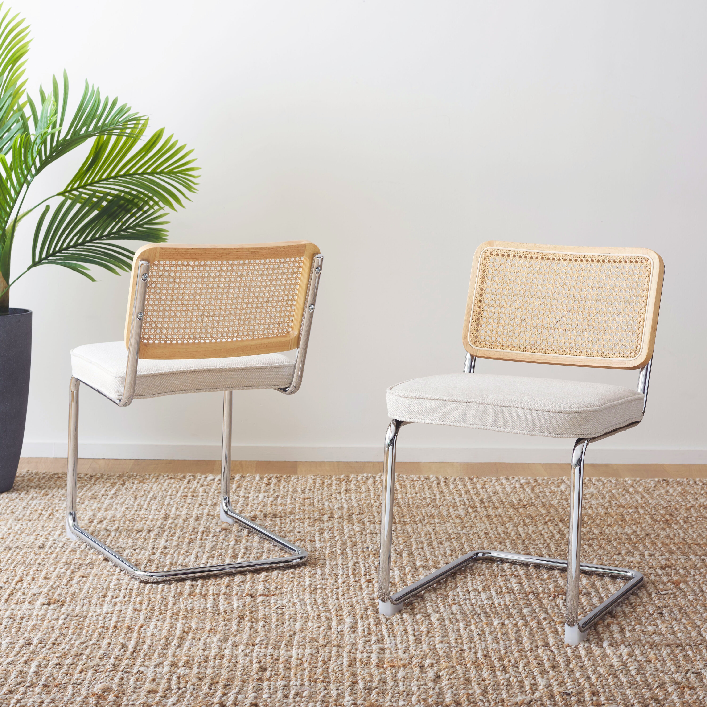 Safavieh Set of Coralia Contemporary/Modern Linen Upholstered Dining side chair ( Metal Frame )