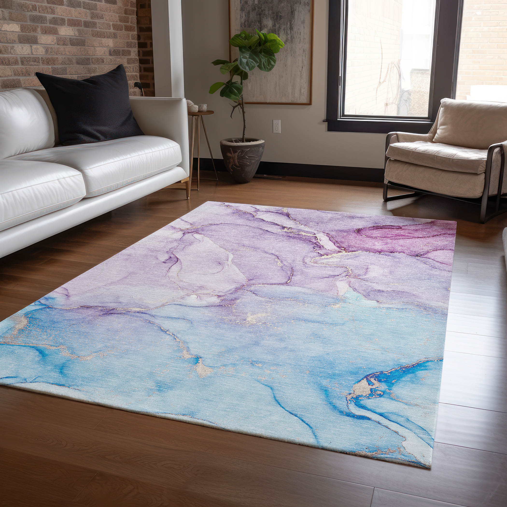 Addison Rugs ACN516PP8X10 Chantille ACN516PP 8 x 10 (ft) Polyester Purple Rectangular Indoor/Outdoor Abstract Machine washable Area rug