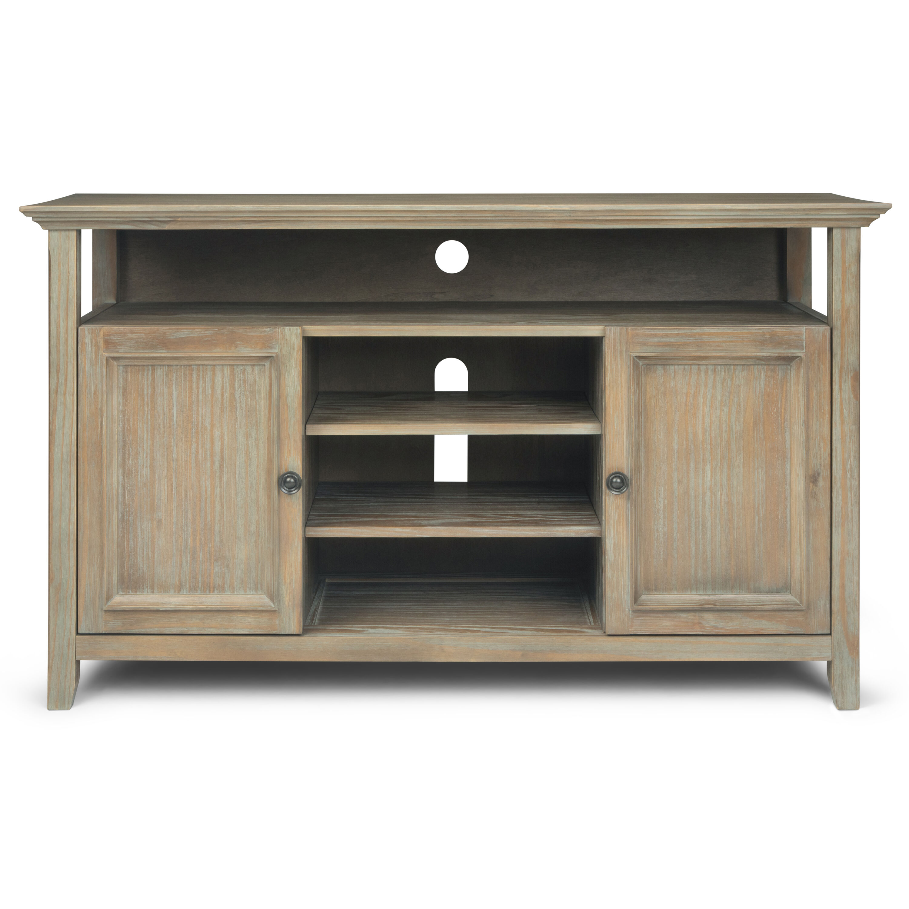 Simpli Home AXCAMH-TV-GR Amherst Transitional Distressed Grey TV stand ( Accommodates TVs up to 60-in )