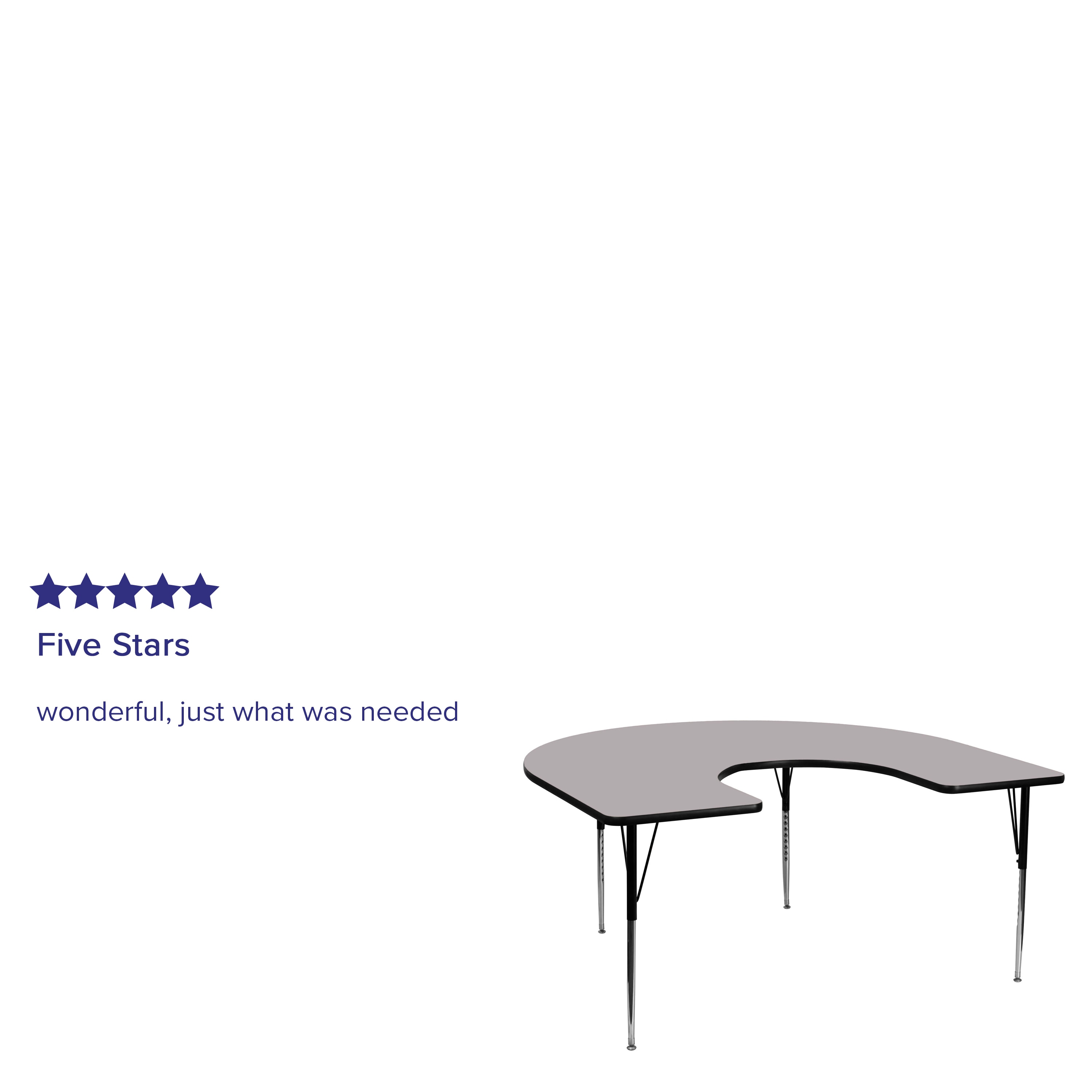 Horseshoe Grey 60''x66'' Thermal Laminate Adjustable Activity Table