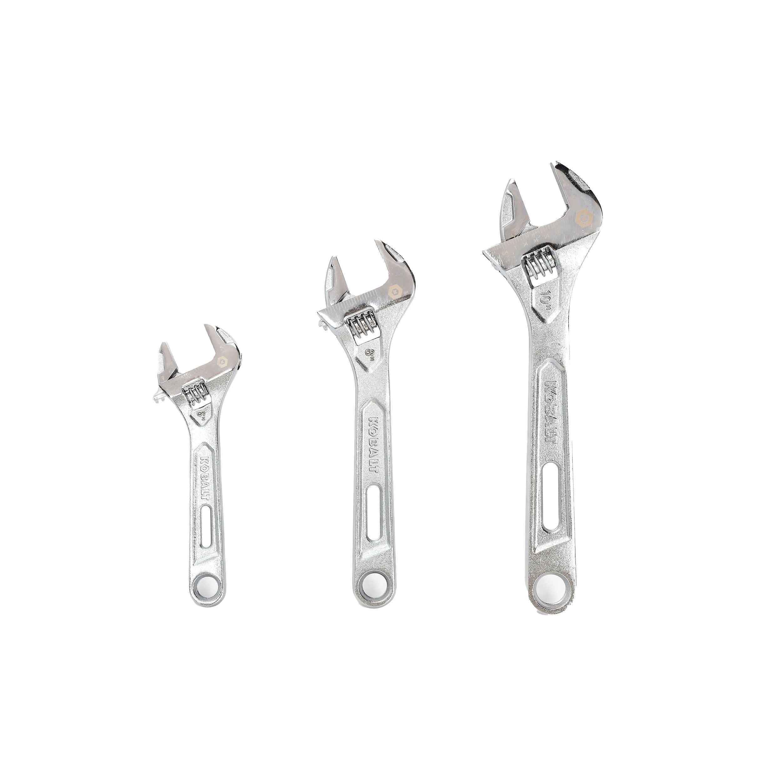 Kobalt 3-Piece Chrome Vanadium Steel Adjustable Wrench Set