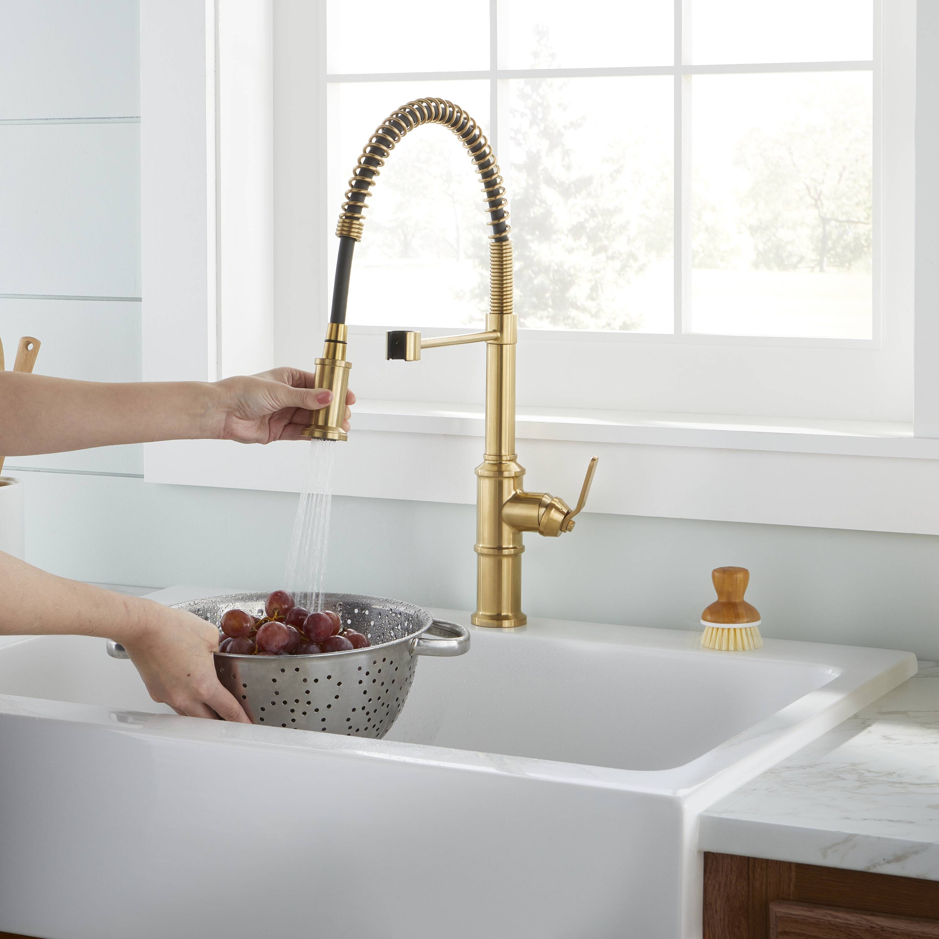 Gerber Brushed Bronze Single Handle Pre-rinse Kitchen Faucet with ...