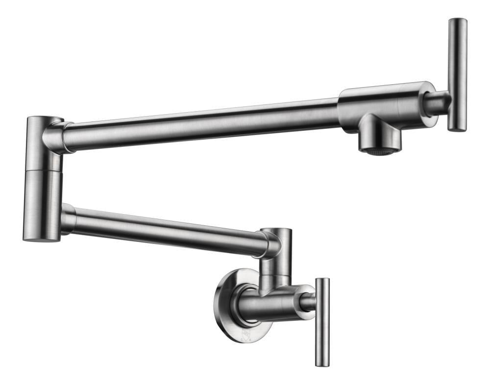 ANZZI KF-AZ258BN Braccia Brushed nickel Double Handle Wall-mount Pot Filler Kitchen Faucet with Sprayer