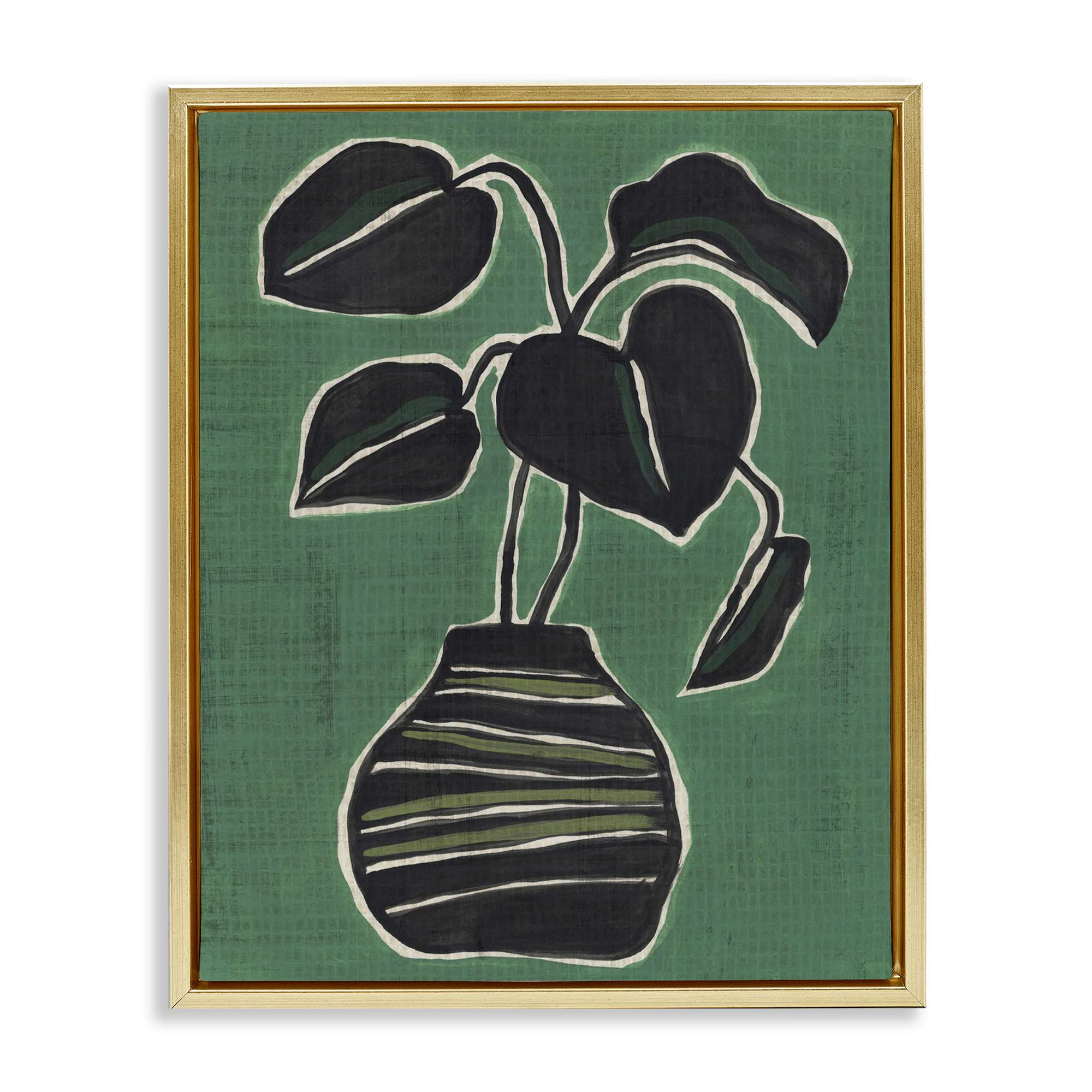 Stupell Industries BS-362-FFG-24X30 Green Hued House Plant Gold Framed Floater Canvas Wall Art By June Erica Vess 25 x 31