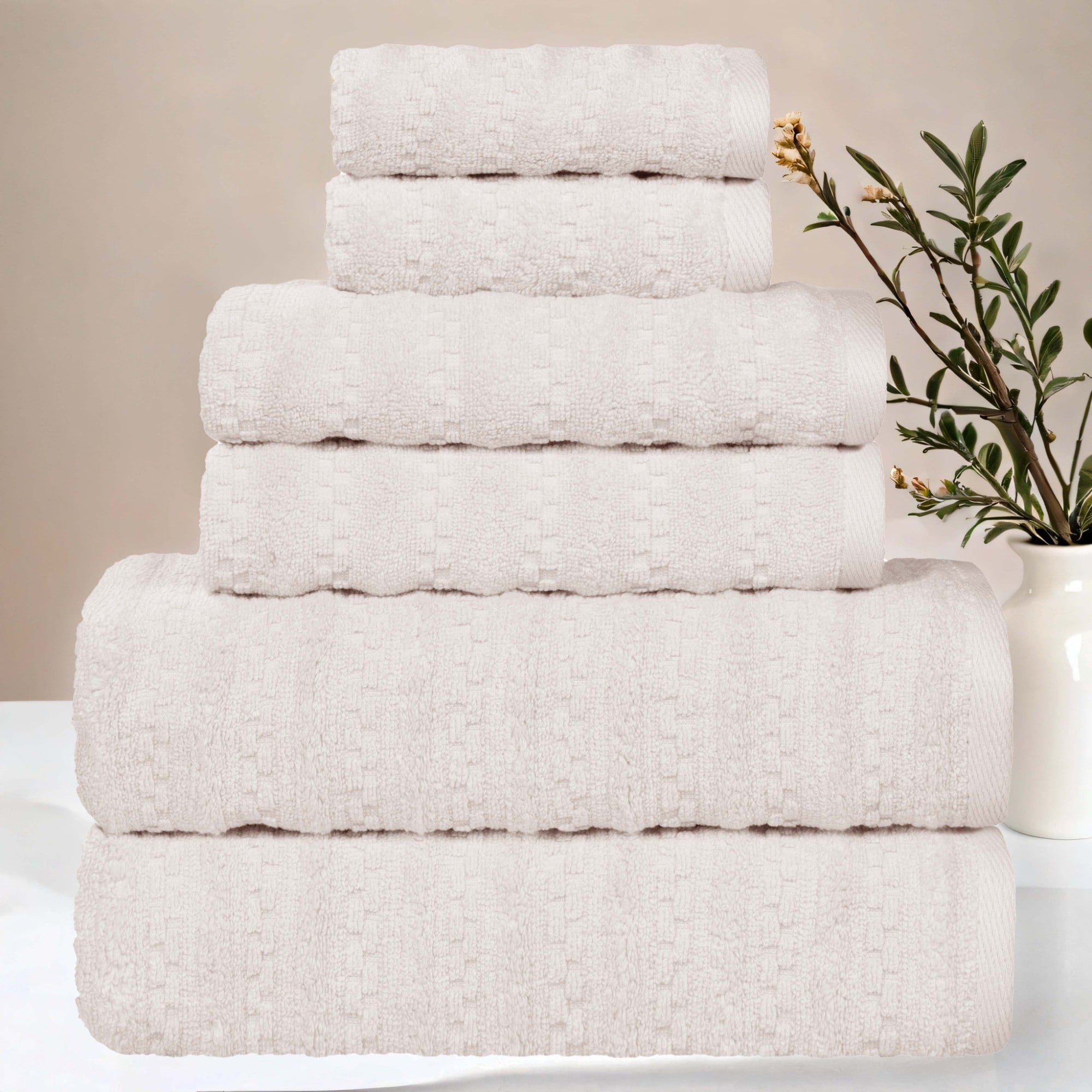 Superior Zuma Zero Twist Cotton Medium Weight Soft Absorbent 6 Piece Towel Set