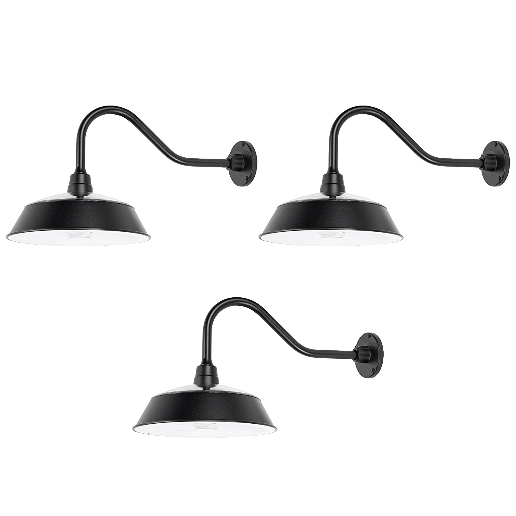 Gama Sonic 224BP3M50044 3 -Pack 3 -Light 14-in H Black Solar Dusk to Dawn Outdoor Wall Light