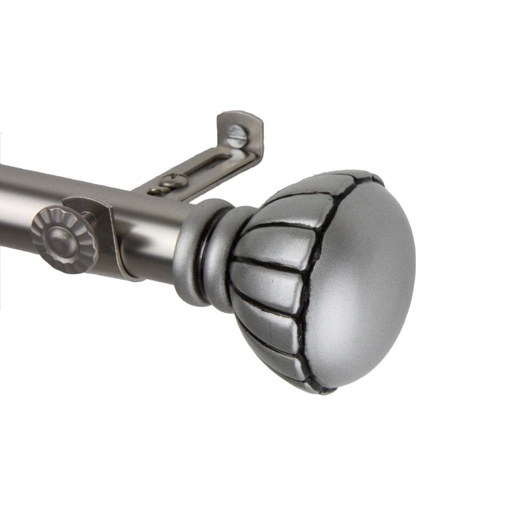 Hart & Harlow L4805-285 Melony 13/16-in 28-in to 48-in Satin nickel Steel Single curtain rod with Finials