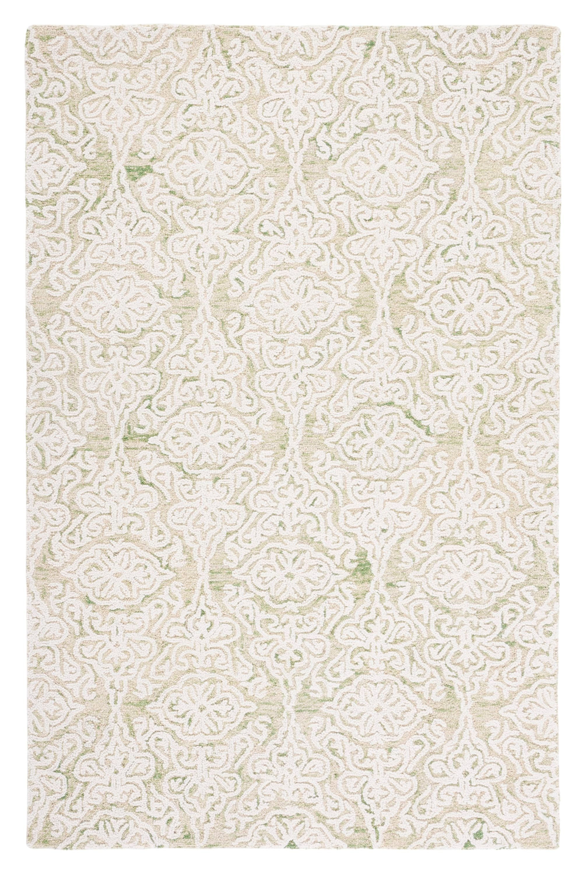 Safavieh BLM112X-5 Blossom Mahalia 5 x 8 (ft) Tufted Wool Light Green/Ivory Rectangular Indoor Damask Farmhouse/Cottage Area rug