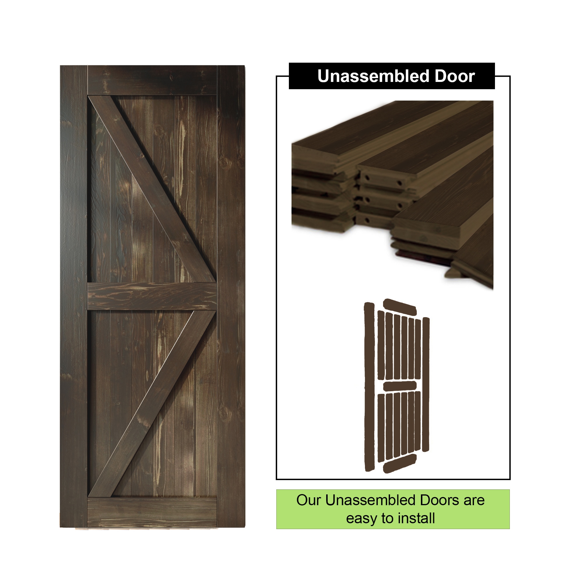 HOMACER 3096-K-EBONY Barn-Doors - View #5