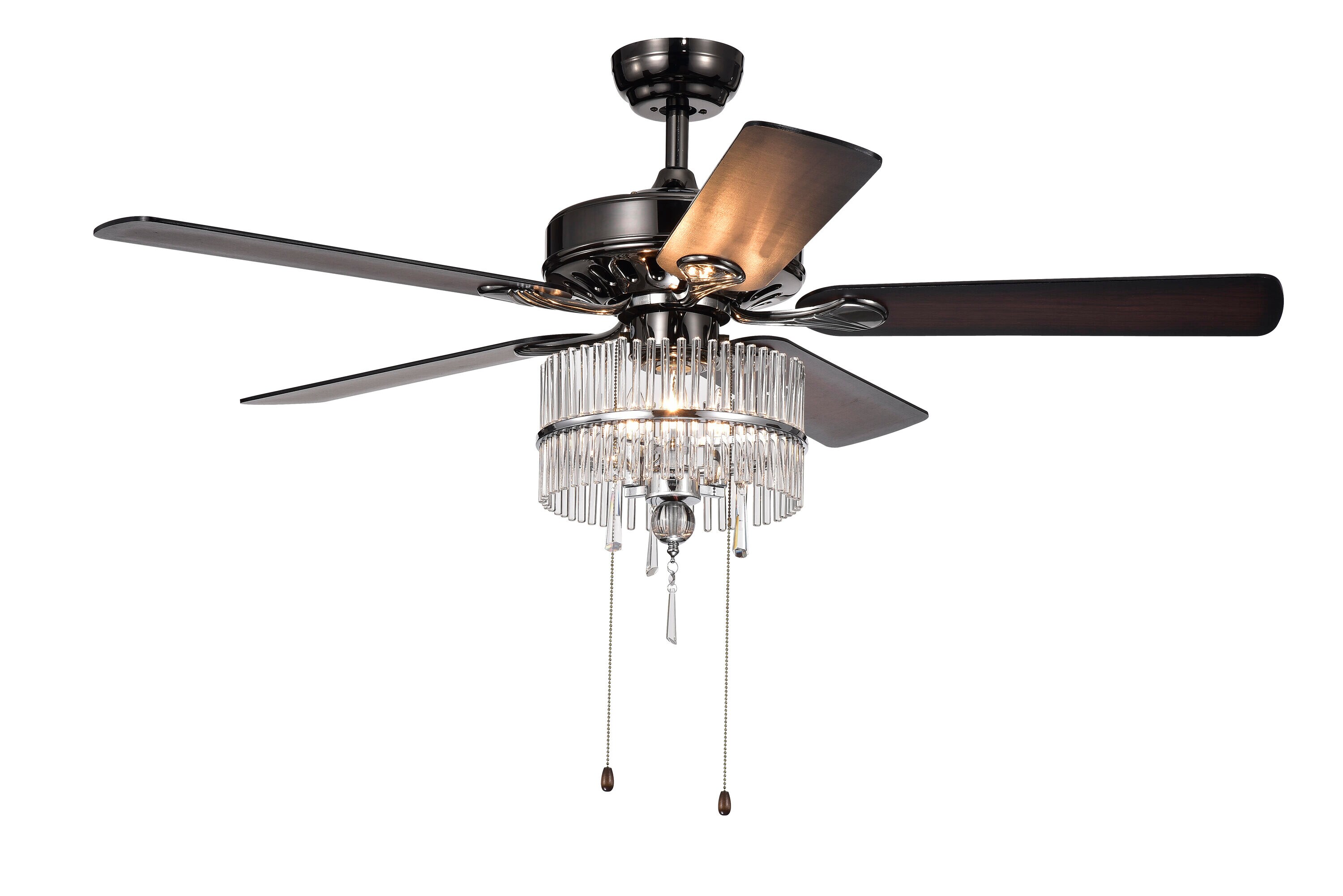 Home Accessories Inc CFL-8317PB 52-in Pear Black with Silver, white maple Blades Ceiling Fan With Light ( 5 -Blade )