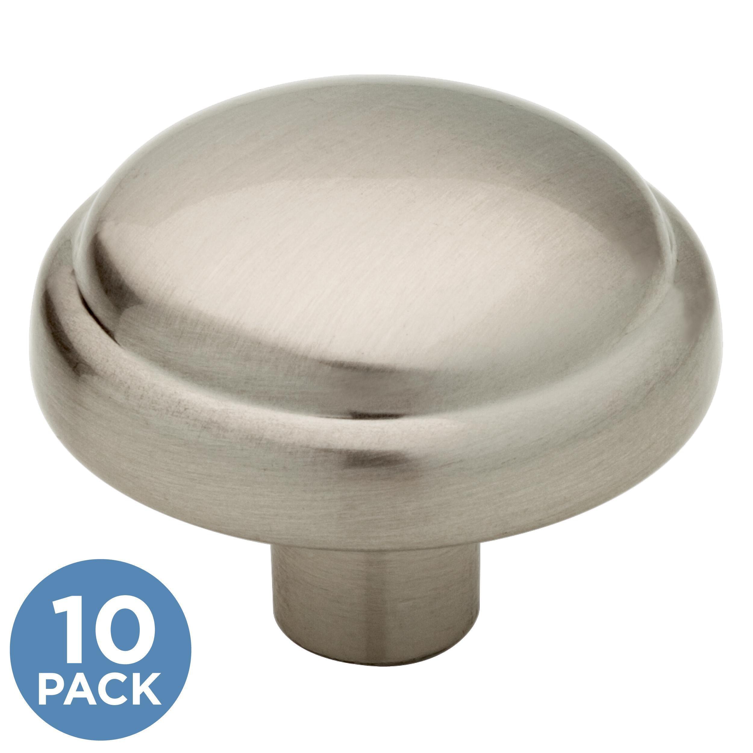 Brainerd Top Ring 1-1/8-in Satin Nickel Round Transitional Cabinet Knob  (10-Pack) in the Cabinet Knobs department at