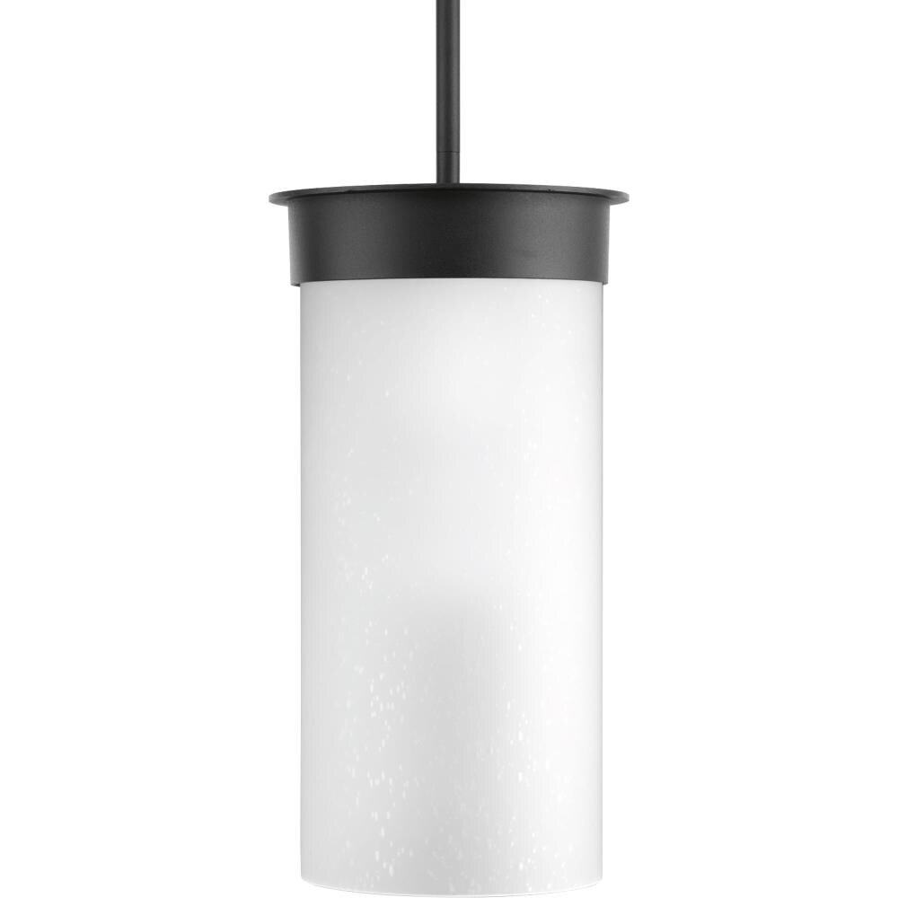 Progress Lighting Hawthorne Black Transitional Seeded Glass Lantern Pendant Light