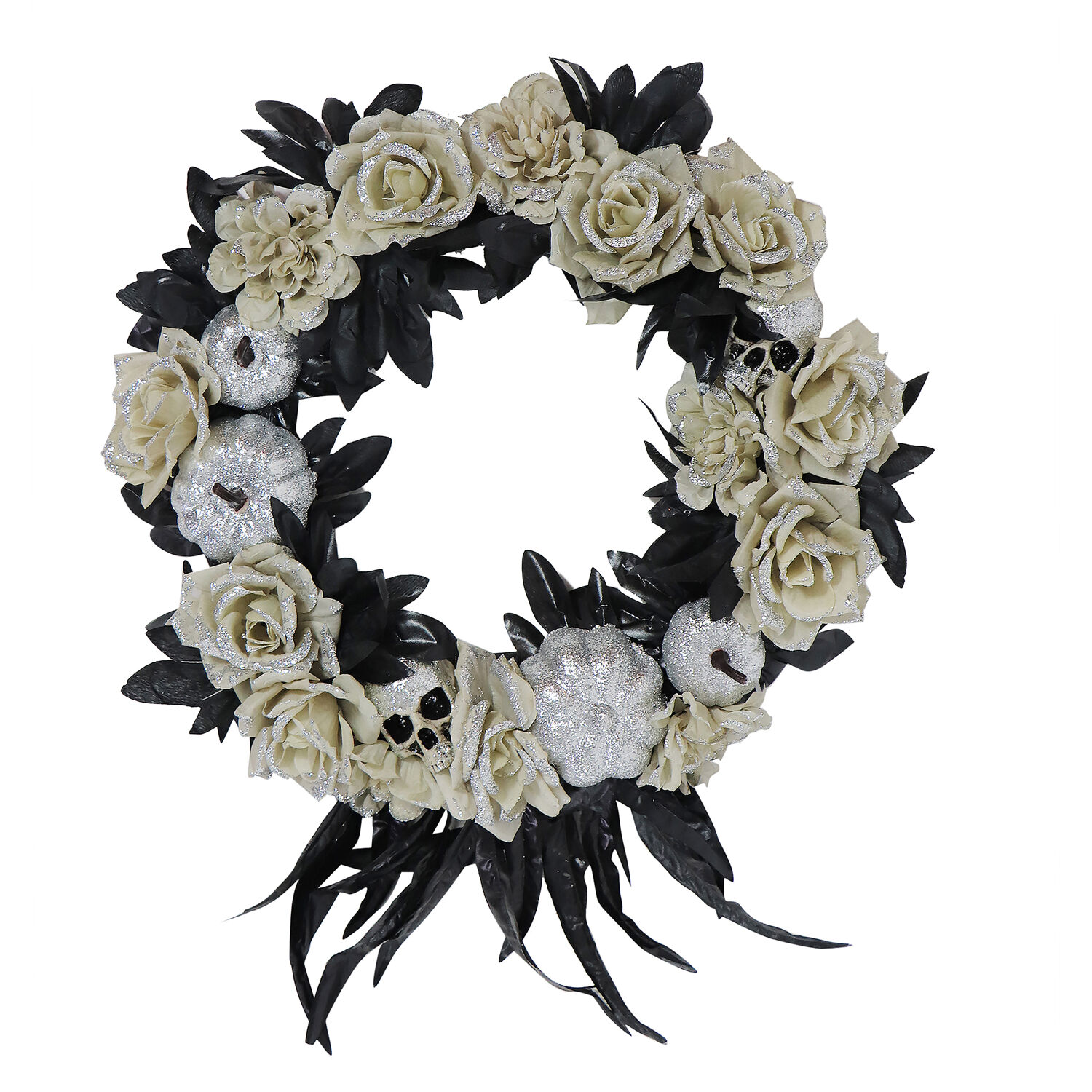 Haunted Hill Farm HHPUMP-2WRTH 15-Inches Multiple colors/finishes Pumpkins Artificial wreath