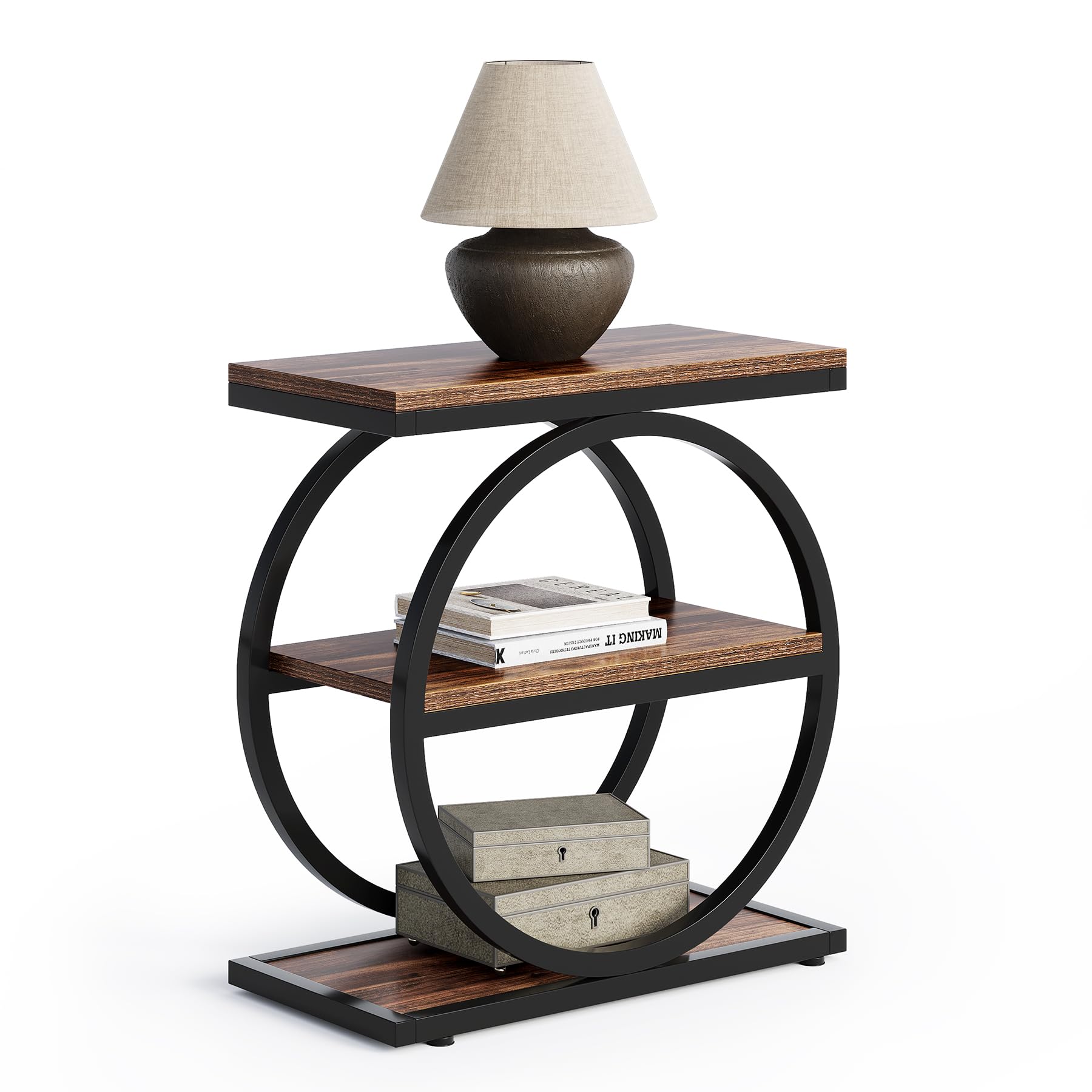 Fnova LWTJ-JW0902 End table 26-in W x 26-in H Brown Wood Rectangular Industrial End Table Assembly Required