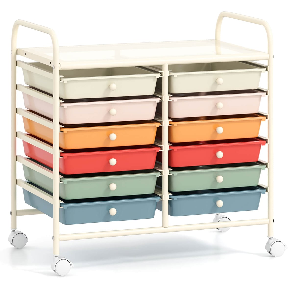 Costway HCST06398 12 Drawers Rolling Cart Storage Scrapbook Paper Studio Organizer Bins Macaron