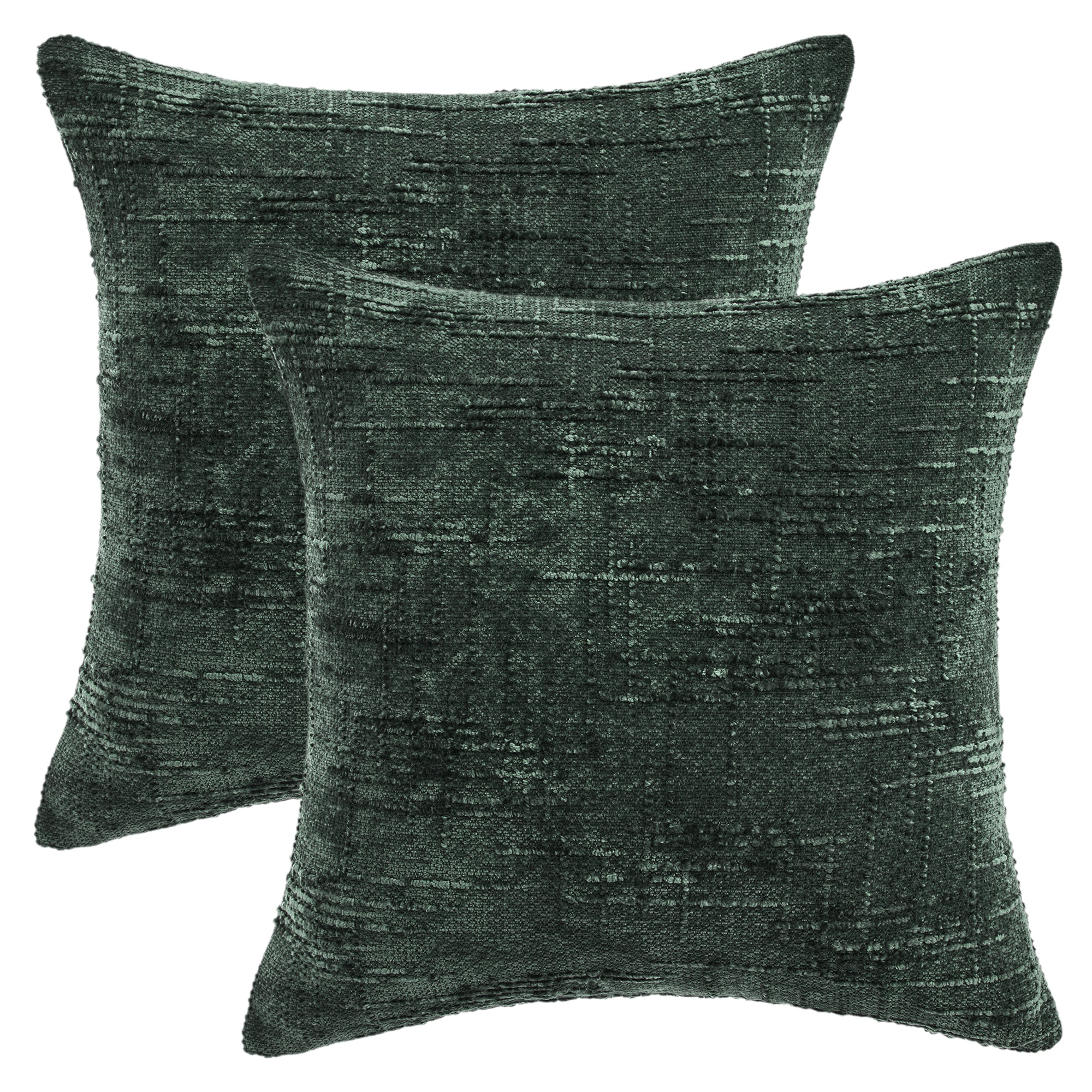Unique Bargains 2pcs Solid Chenille Decorative Throw Pillow Covers Cross-Weave Texture Soft Cushion Case for Home Decor 18 x 18 Inch Green