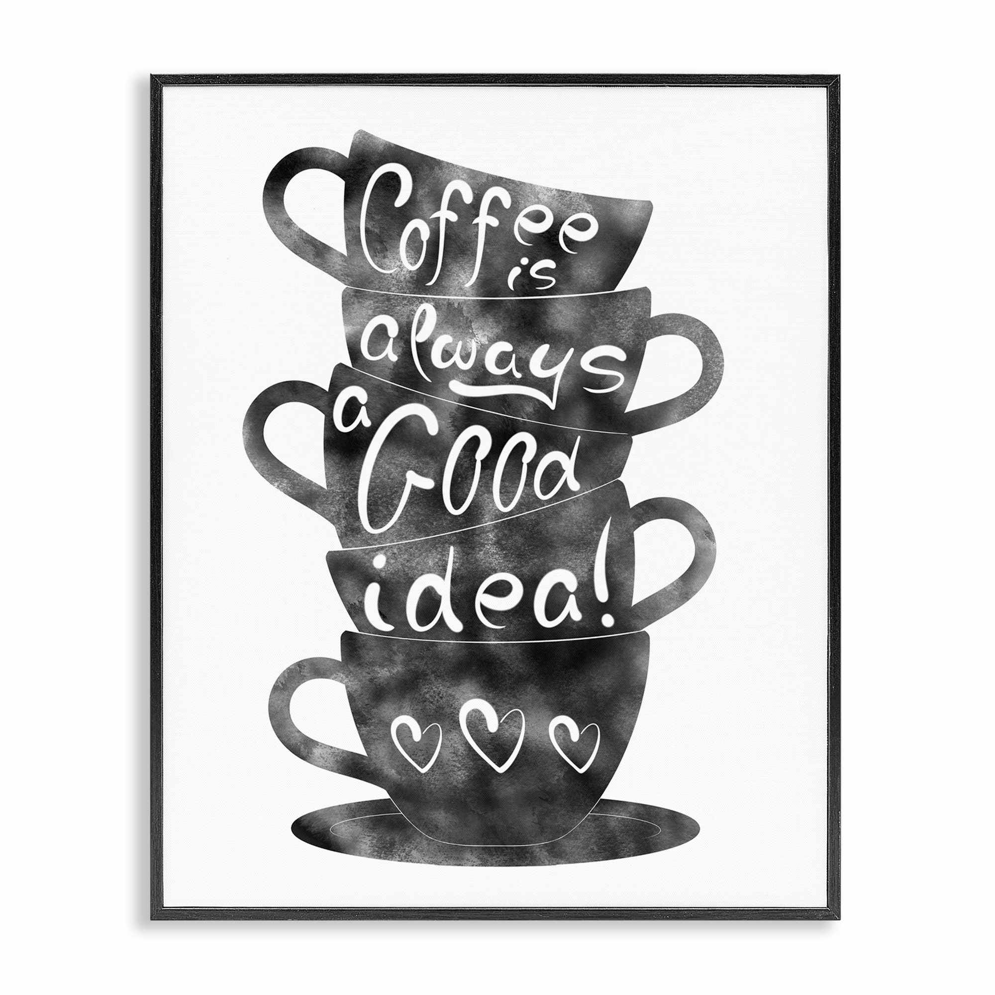Stupell Industries BS-484-FR-24X30 Coffee Mugs Stacked and Phrase Black Framed Giclee Art By Marcus Prime 24 x 30