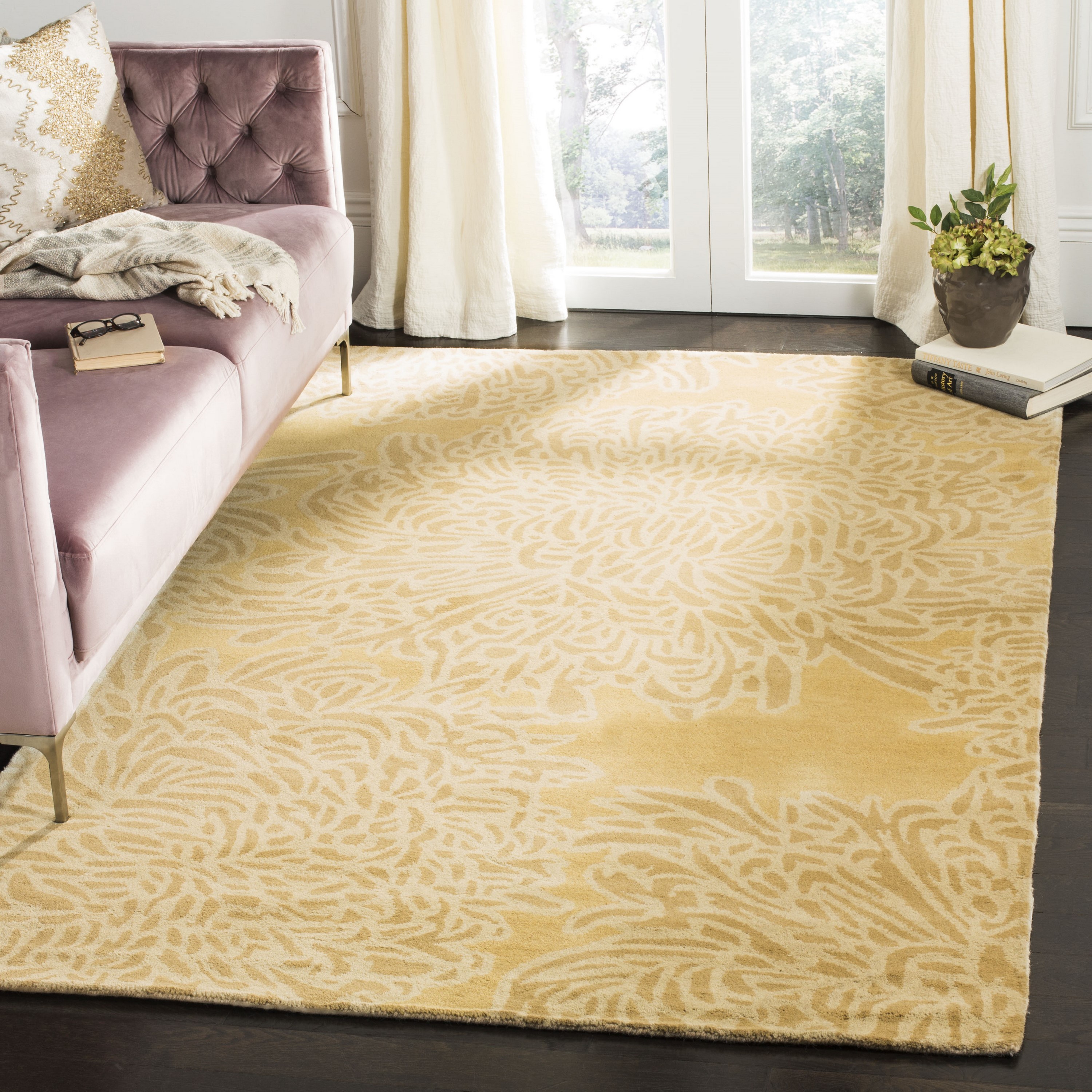 Martha Stewart MSR4542A-8 Chrysanthemum 8 x 10 (ft) Tufted Wool Malted Rectangular Indoor Floral/Botanical Farmhouse/Cottage Area rug