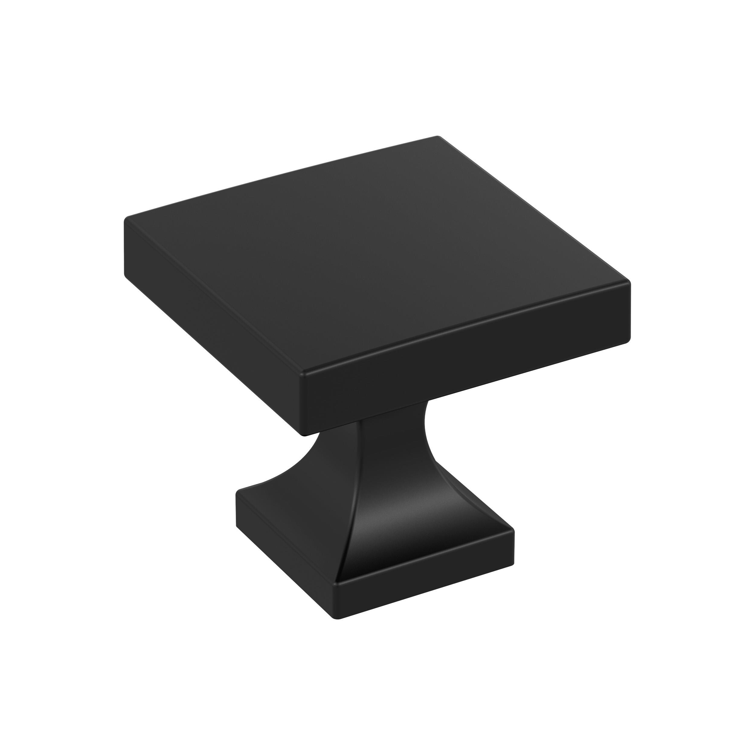 Amerock 25VMP37024MB Pedestal 1-1/16-in Matte Black Square Transitional Cabinet Knob 25 -Pack