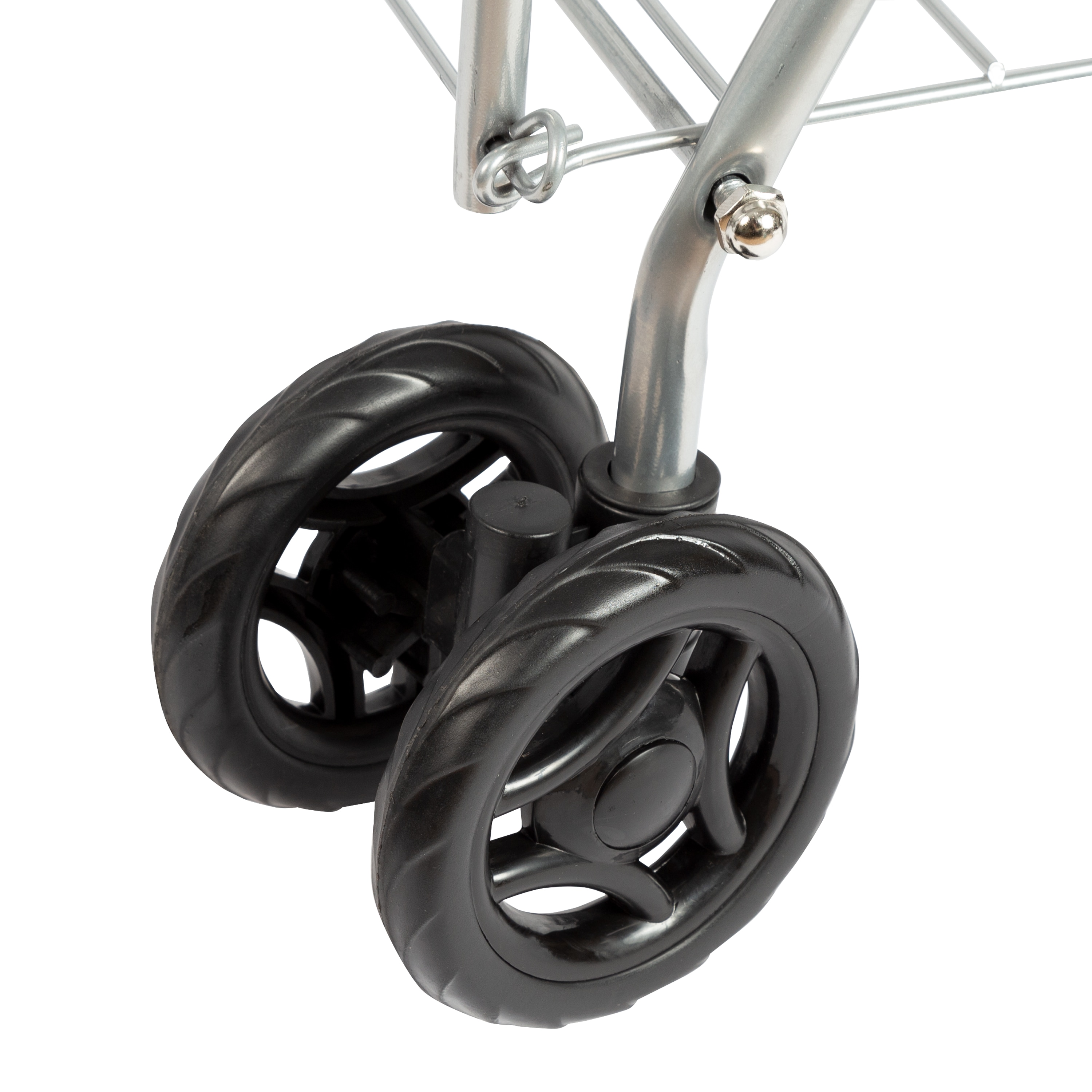 Silver Steel 4-Wheel Folding Utility Cart with Rubber Grip