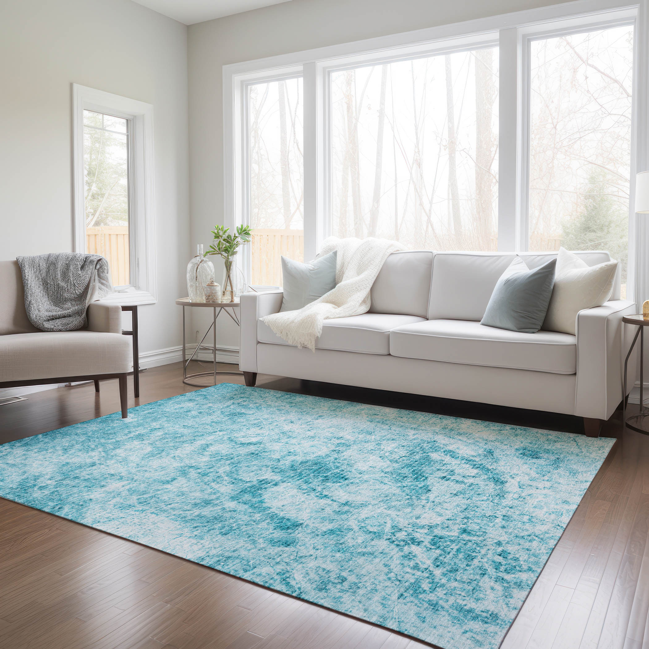 Addison Rugs ACN553TE8X10 Chantille ACN553TE 8 x 10 (ft) Polyester Teal Rectangular Indoor/Outdoor Abstract Machine washable Area rug