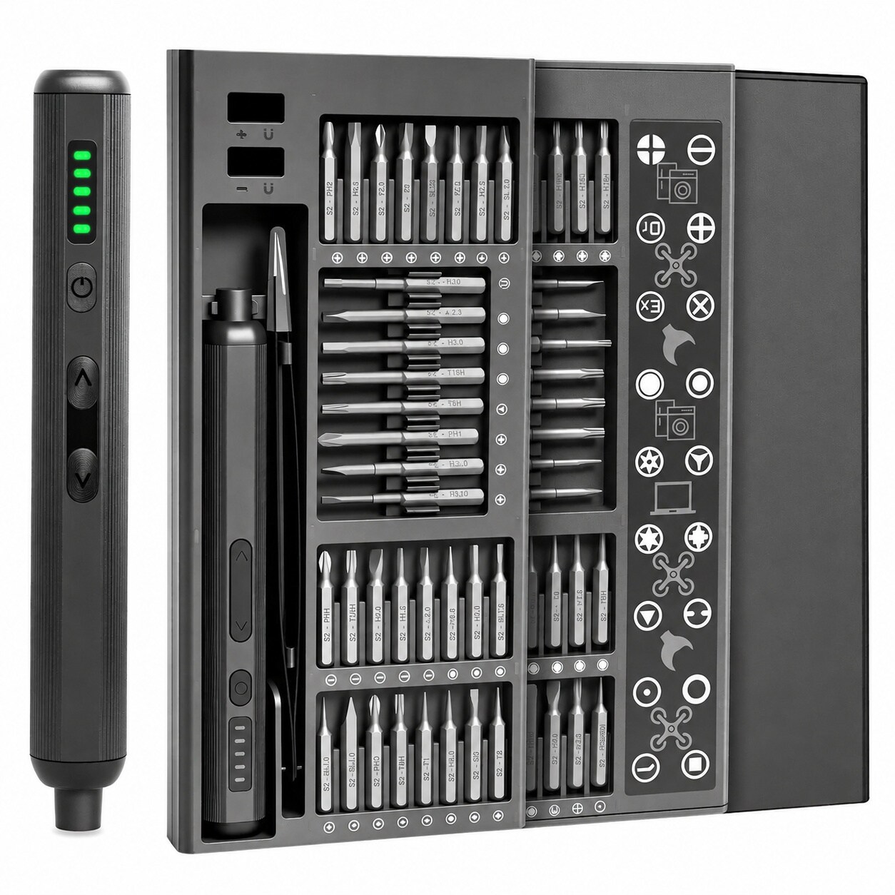 Linder Group Inc Electric Precision Screwdriver Kit 76 in 1 Cordless Mini Tool Set with 64 Bits 5 Torque Settings LED Lights Magnetic Storage for PC Phone Camera #L3VD3IWK