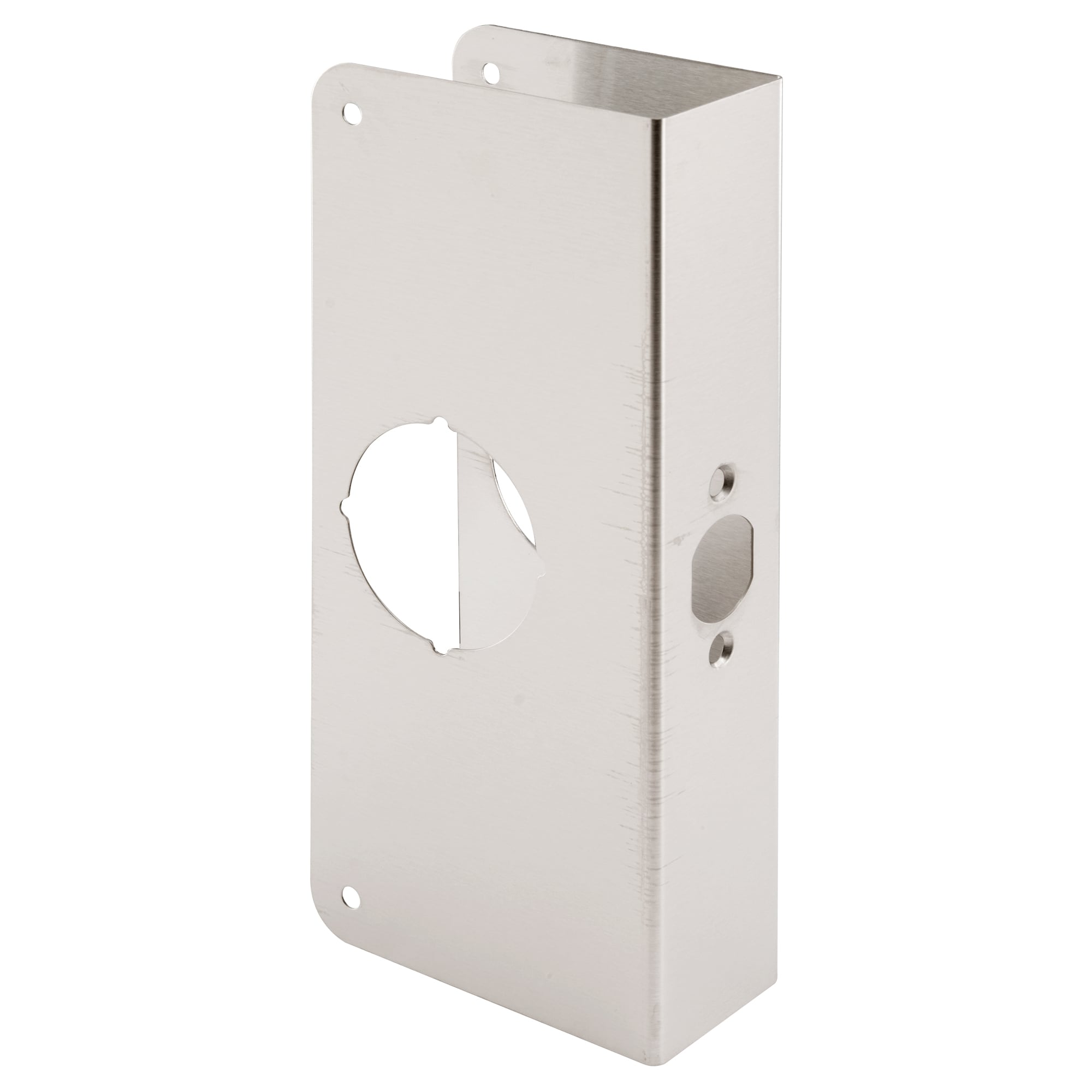 Door Reinforcement Lock, 3 in. Stop, Aluminum Construction, Satin Nickel  Anodized Finish