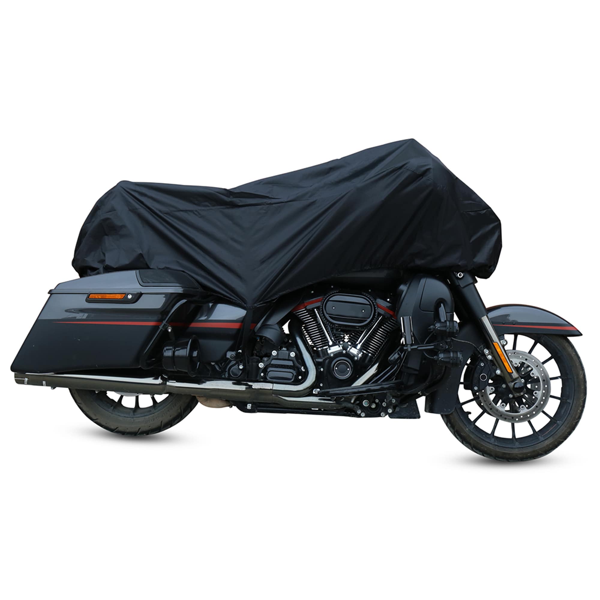 Unique Bargains Motorcycle Cover Lightweight Half Cover Outdoor Waterproof Rain Dust Protector Black XL for Most Full Dress Touring Cruiser
