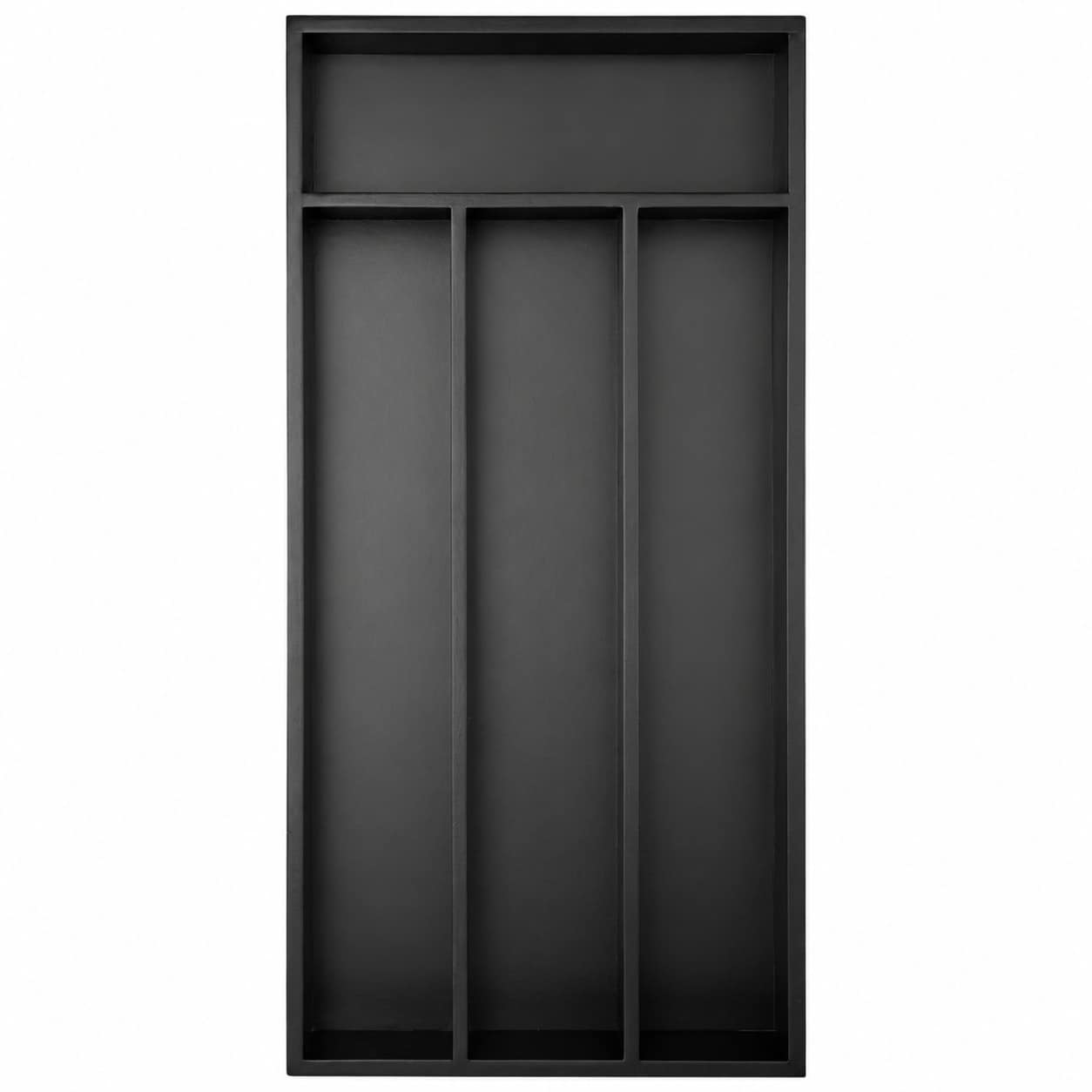 Aoibox  Flatware Drawer Organizer Tray Small Bamboo Utensil Holder with 4 Slots in Black for Kitchen Drawers