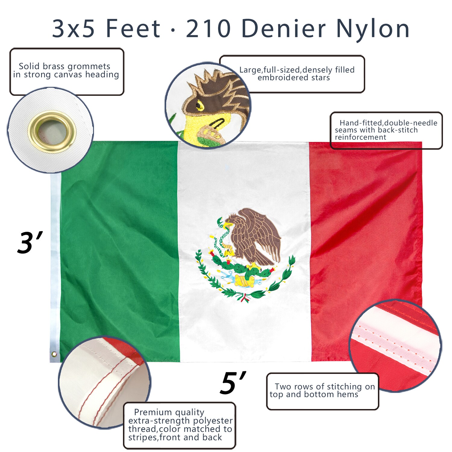 Anley A.FLAG.MEXICO.SEWN Decorative-Banner-Flags - View #2