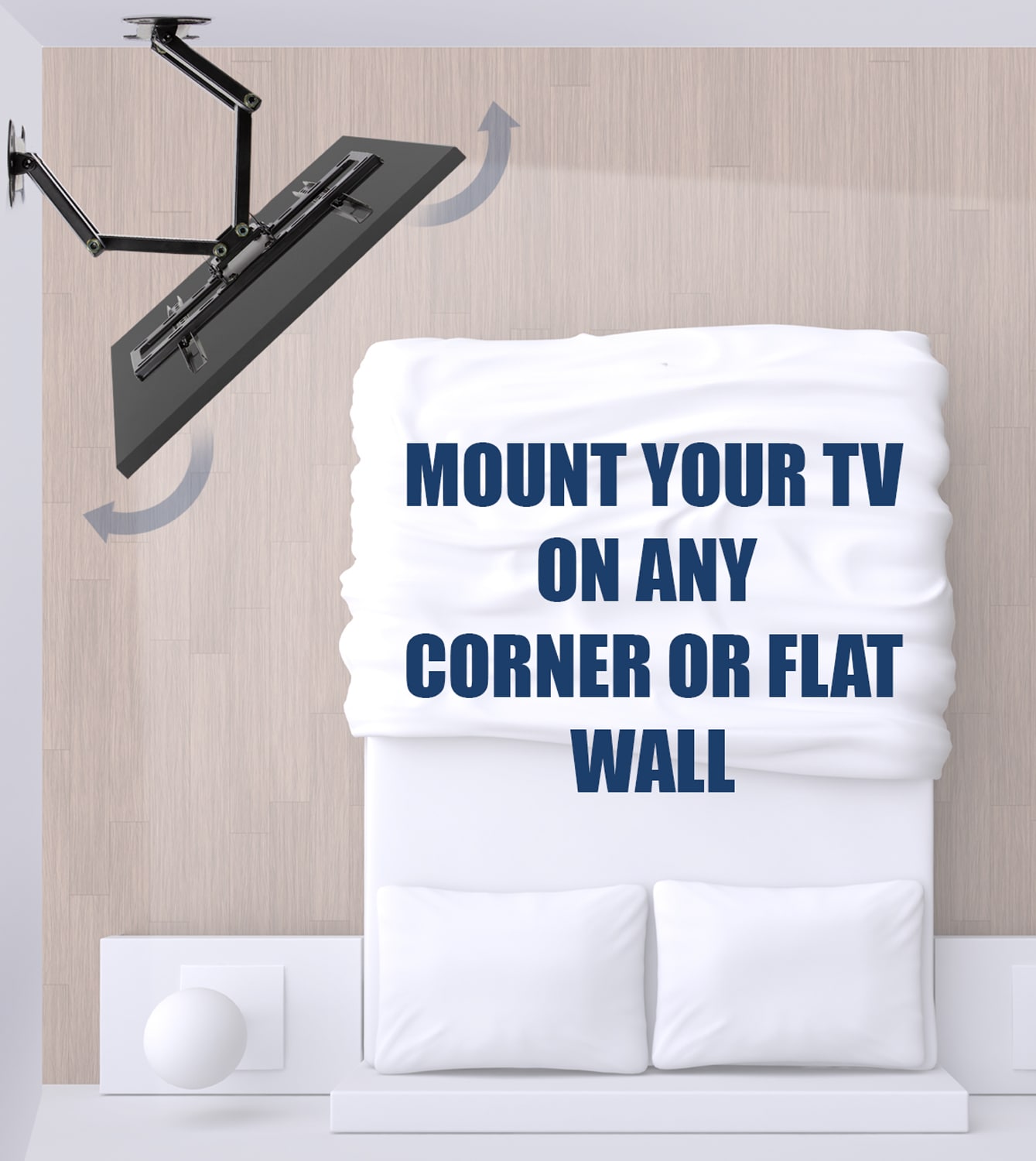 CornerFlex Full-Motion Dual Arm TV Wall Mount Bracket, 32"-55", 66 lbs Capacity