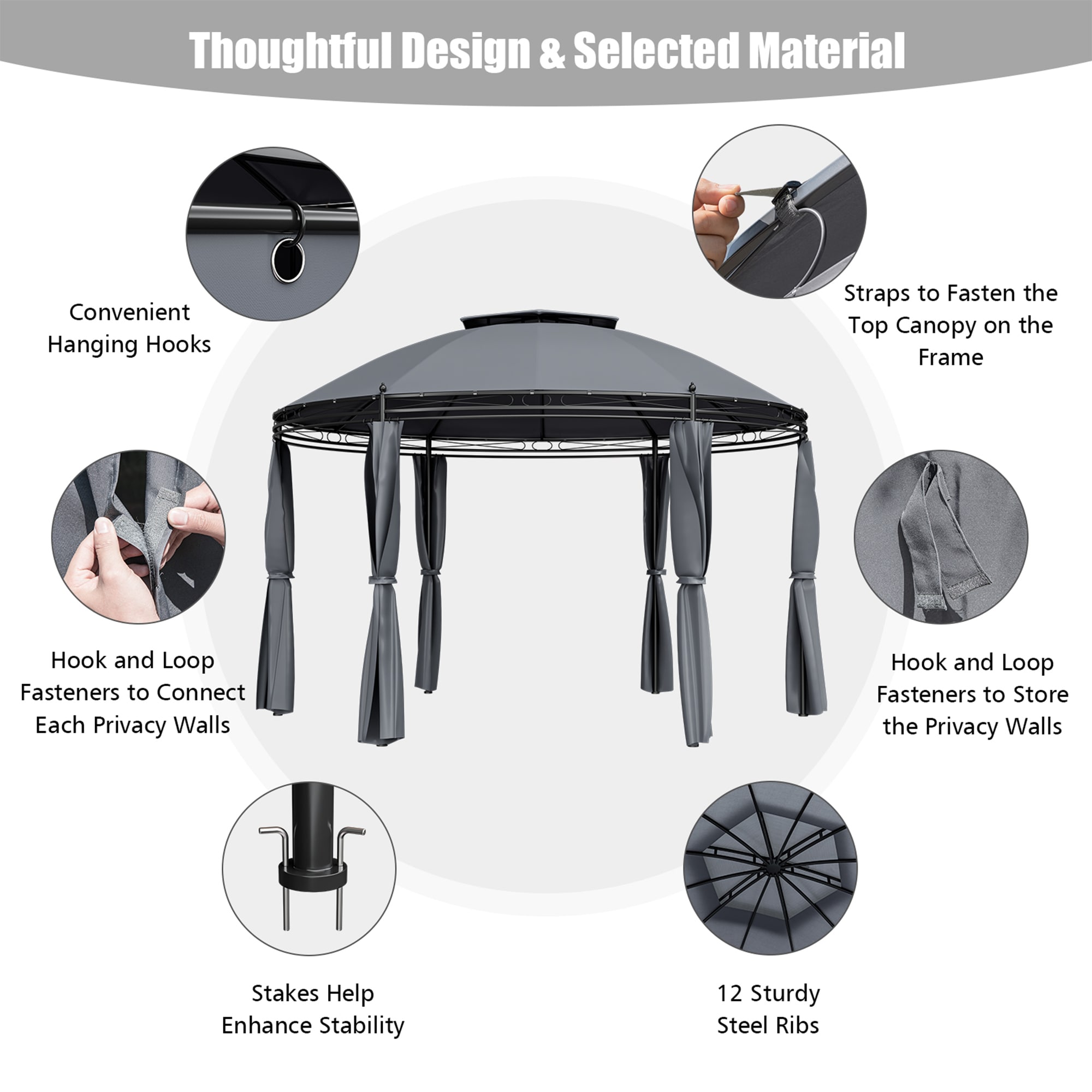 WELLFOR TDJ10384GR Wood-Resin-Gazebos - View #7