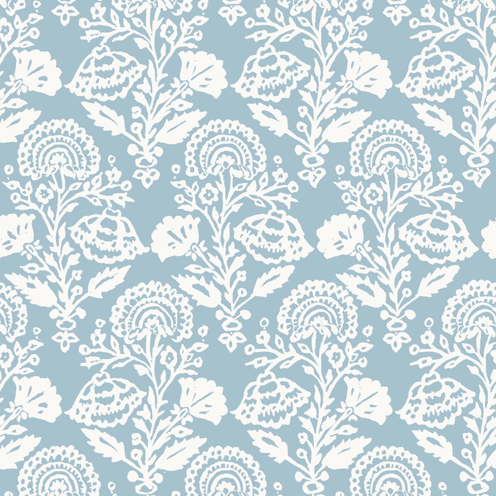 Tempaper FK15100 28-Sq. Feet Blue Vinyl Floral Self-adhesive Peel and Stick Wallpaper
