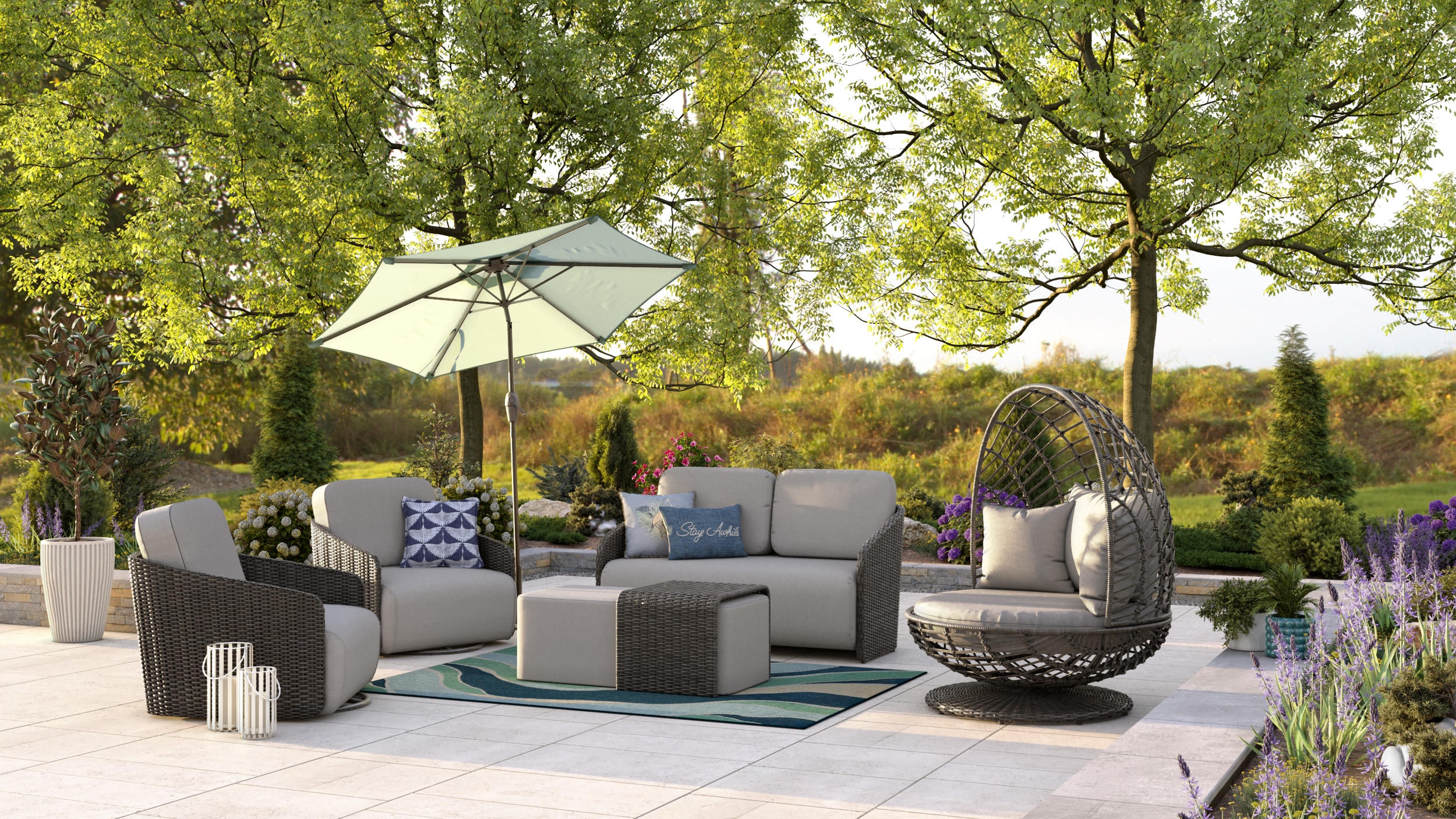 Origin 21  Venza 5-Piece Patio Conversation Set with Light Gray Cushions
