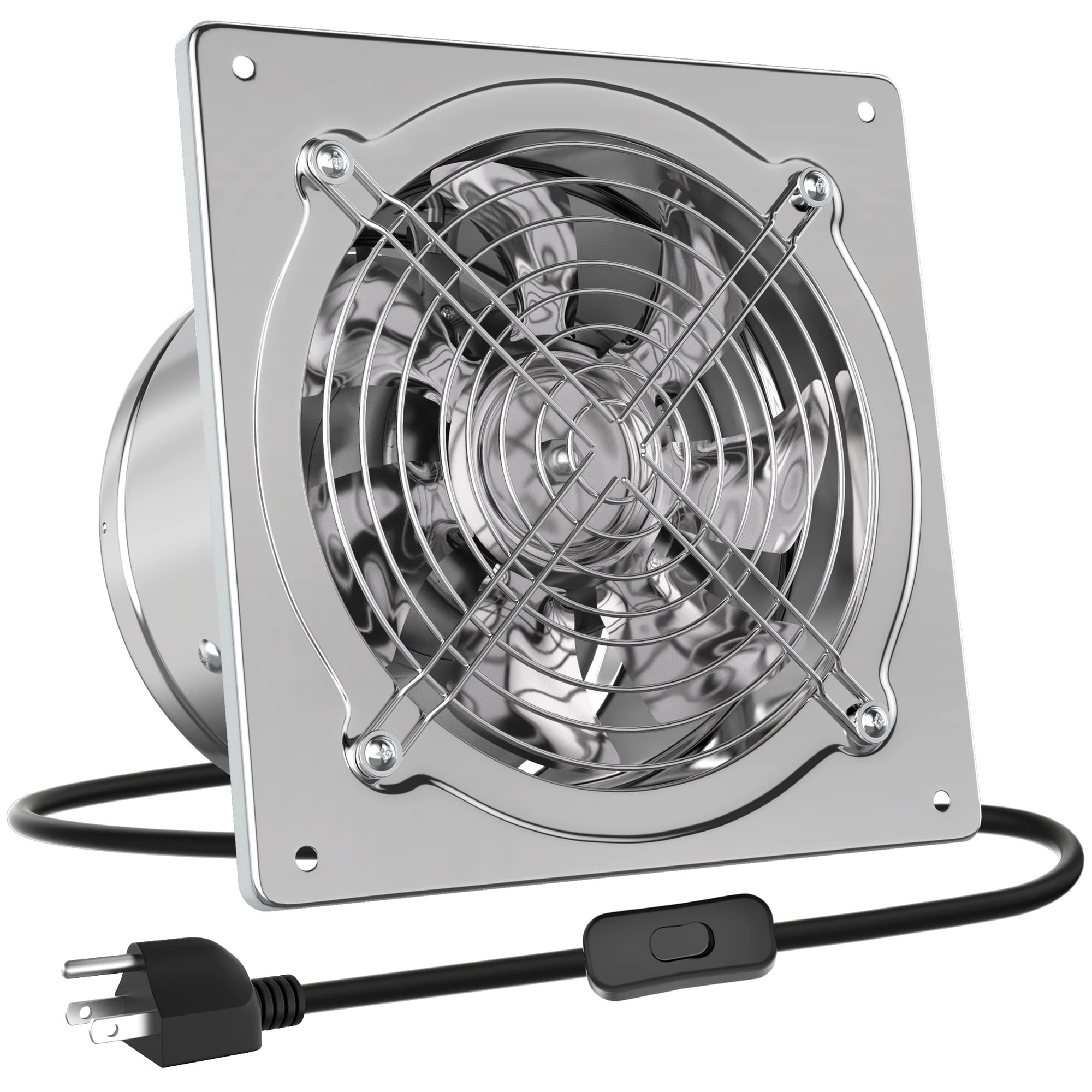 Anqtovp - 10 inch metal exhaust fan with switch 988 CFM wall mount fan with damper 8 foot power ...