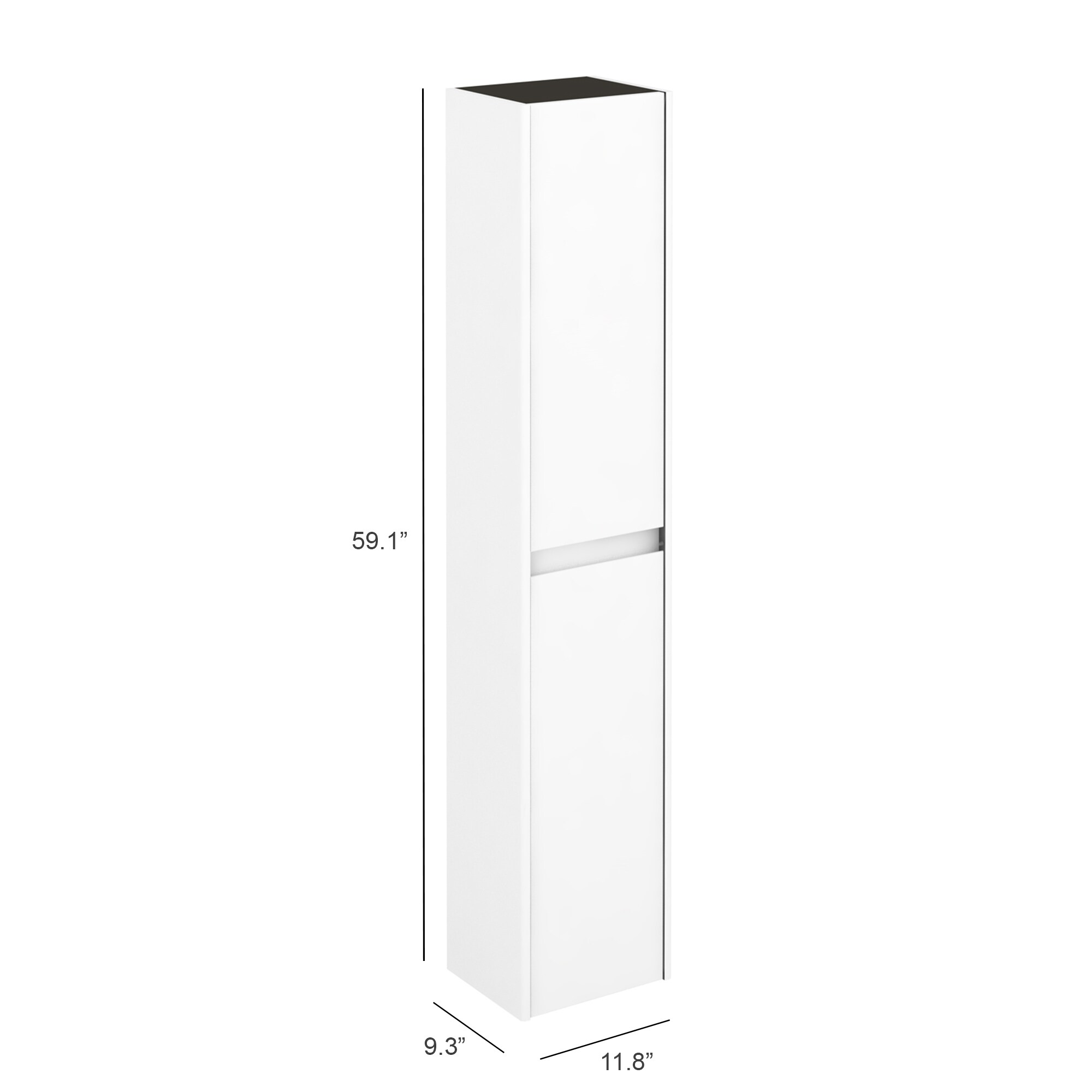 Ambra Column 11.8 in. W x 9.3 in. D x 59.1 in. H Wall Mount Bathroom Column in Gloss White