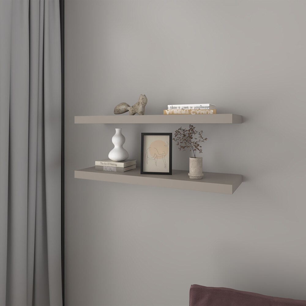 Blisstyle Floating Shelf Dallas Living Room Taupe Bookcase Book Shelf Weight Storage Racks and Shelving Shelves Decor for Kitchen Living Room Bedroom Garage