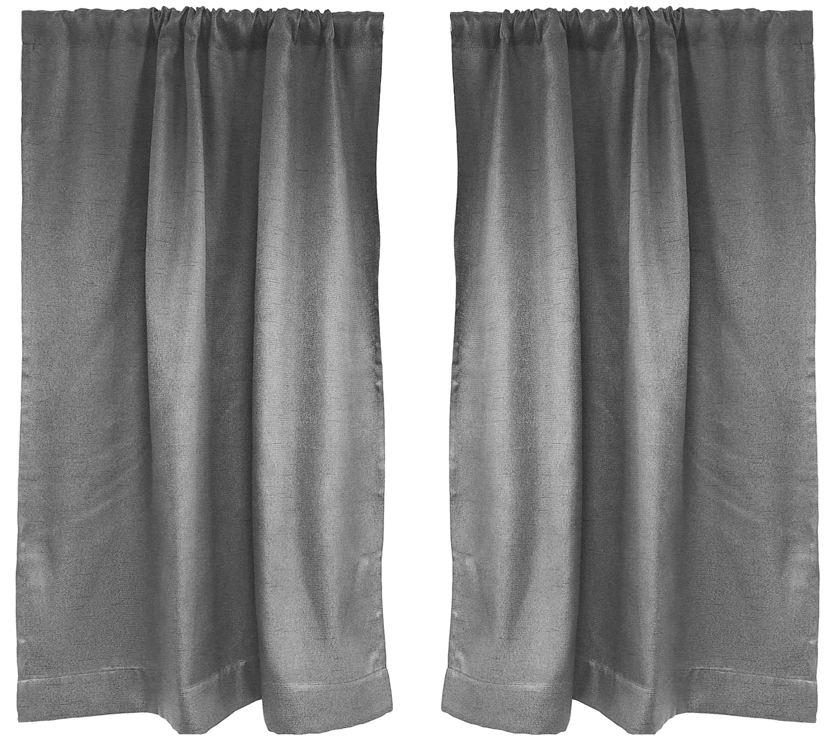 Style Selections YG202435-2 84-in Flint Gray Blackout Rod pocket Curtain panel pair