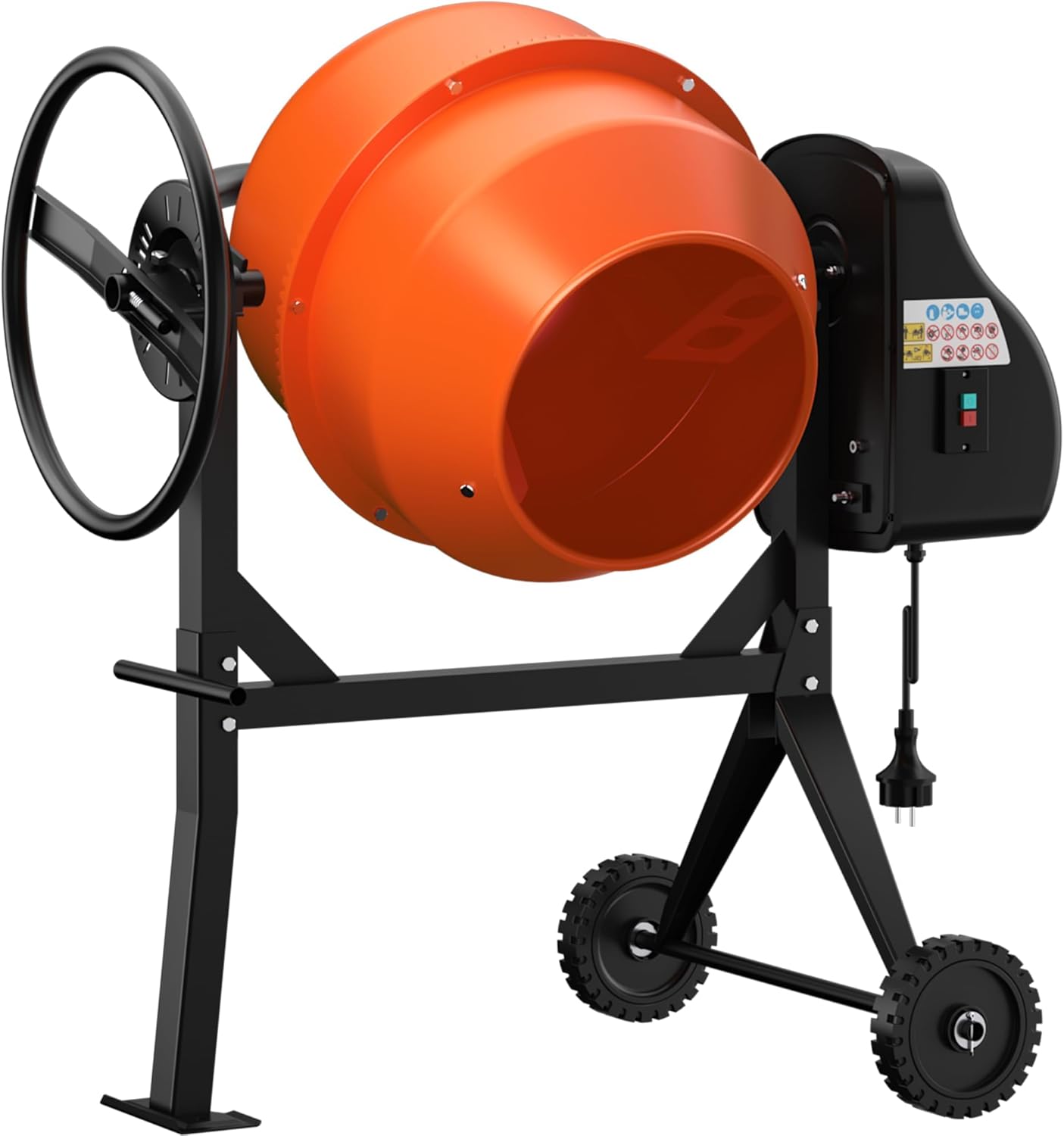 Silvel KF100248-02-TX-NEW 4.3 Cu.Ft. Concrete Mixer Machine 450W 3/5HP Electric Cement Mixer Machine with Wheel and Stand for Stucco