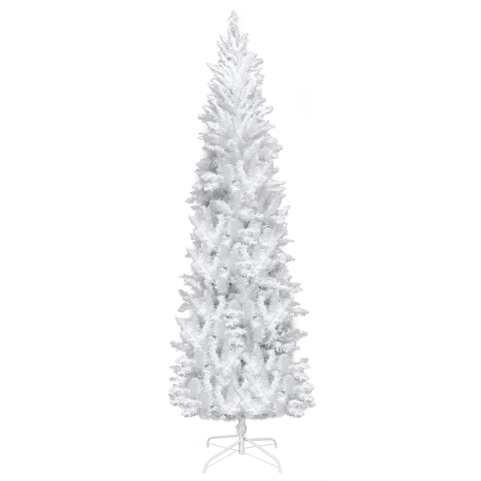 VEELIKE 00978878-SYZN 7.5ft Flocked Christmas Tree White Flocking Tied Light Tree with 1050 Tips Flame Retardant PVC Sturdy Metal Base Easy Setup for Holiday Party