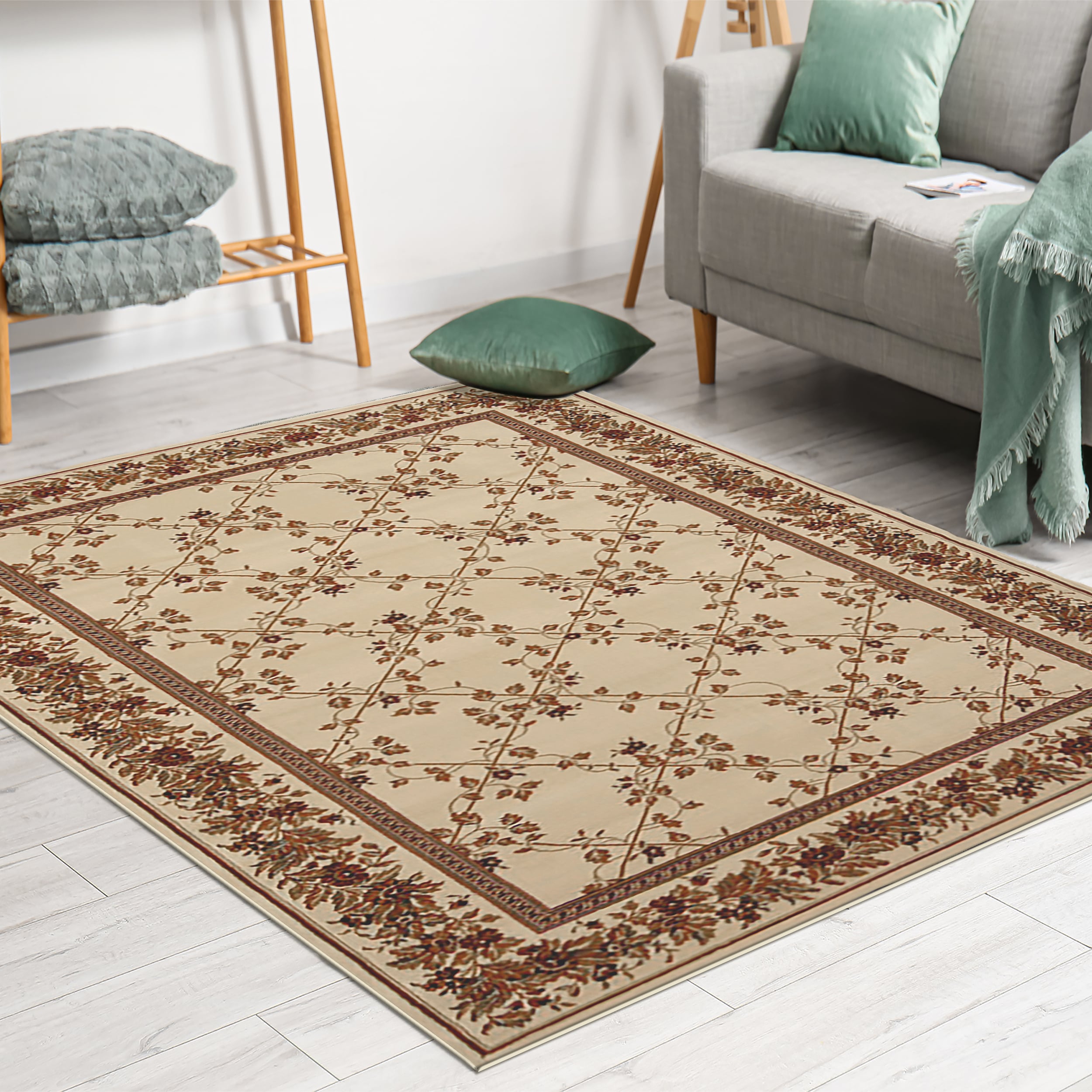 Radici USA 1427/1710/IVORY Noble 3 x 5 (ft) Polypropylene Ivory Rectangular Indoor Trellis Oriental Area rug